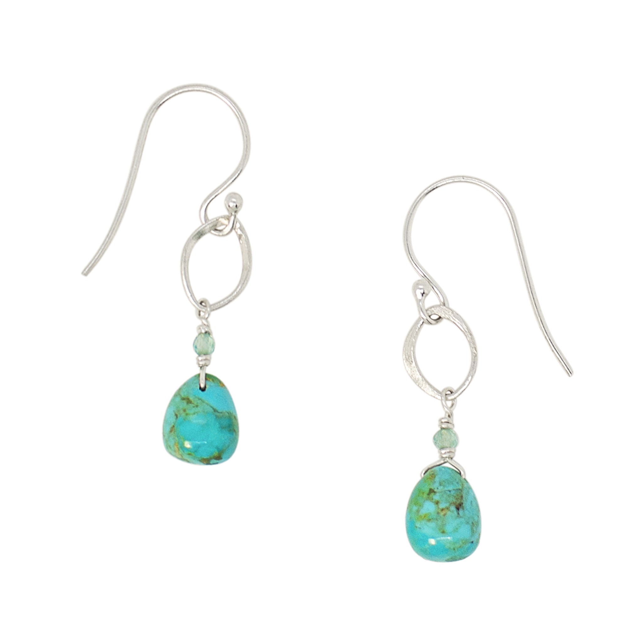 Teardrop Orbit Earrings in Turquoise & Apatite