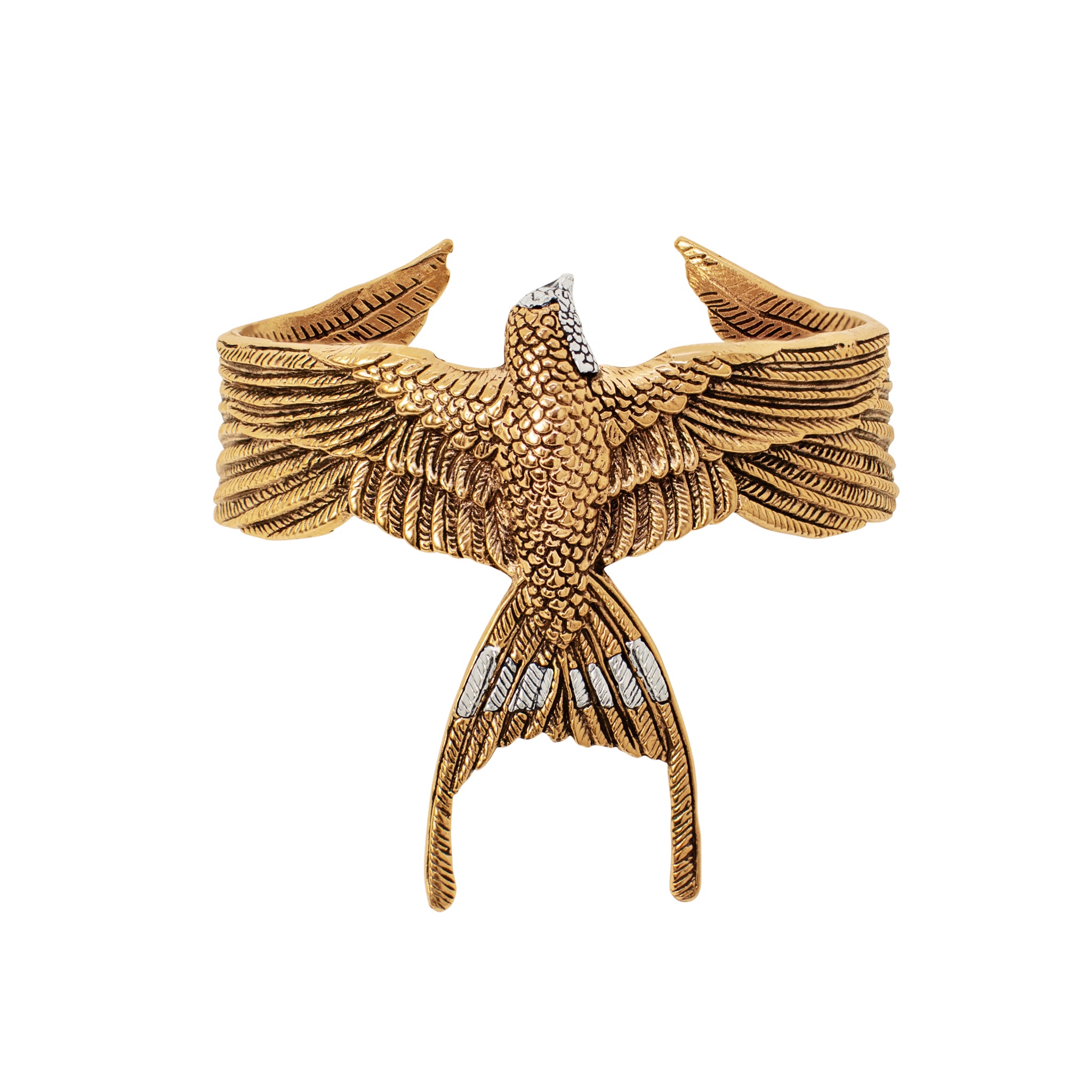 Barn Swallow Cuff in Bronze with Silver Accents