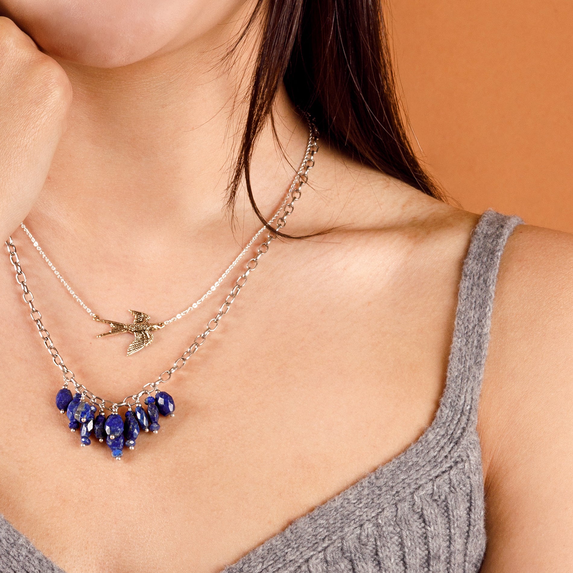 Barn Swallow Necklace in Bronze - Small