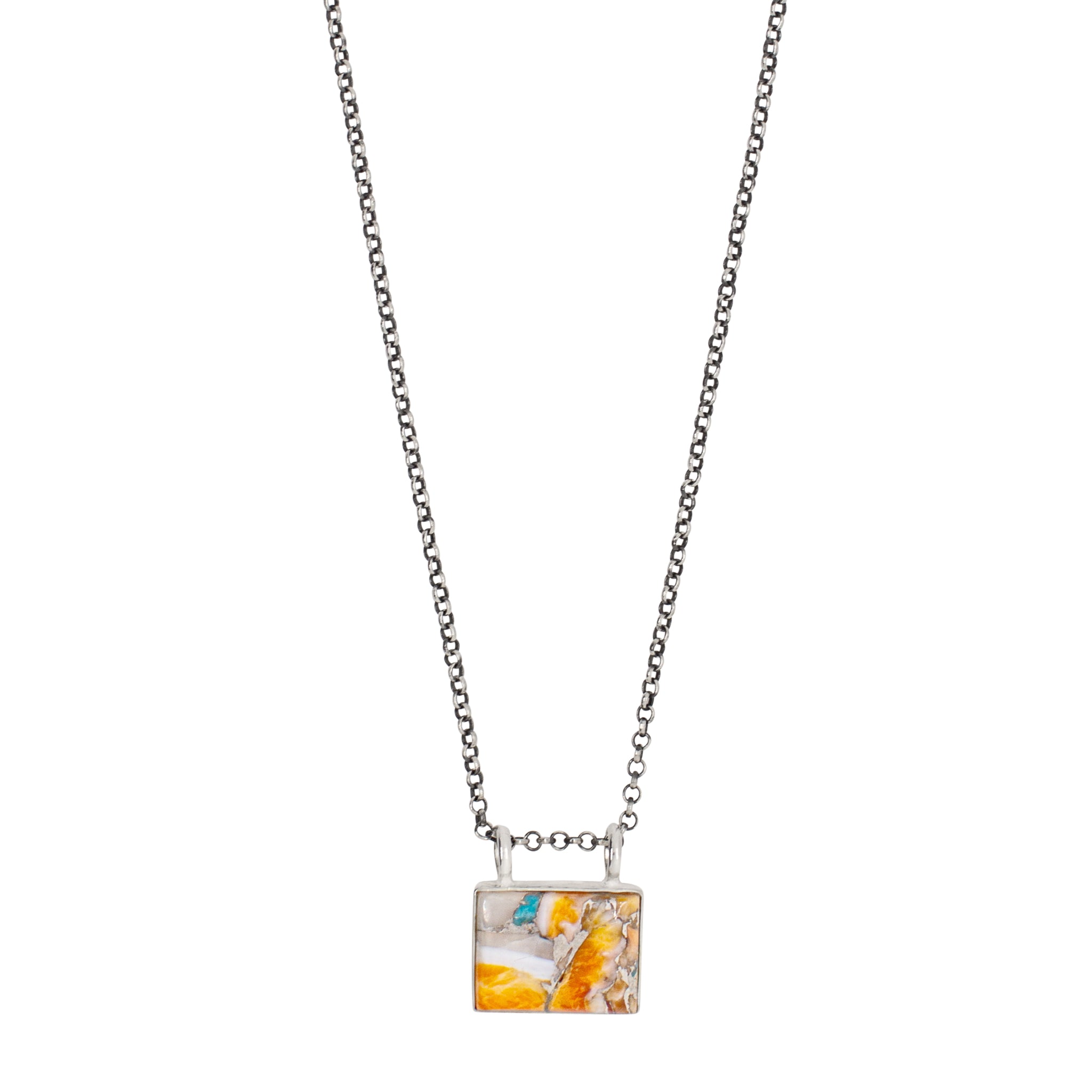 Window to the Soul Necklace in Spiny Oyster Turquoise