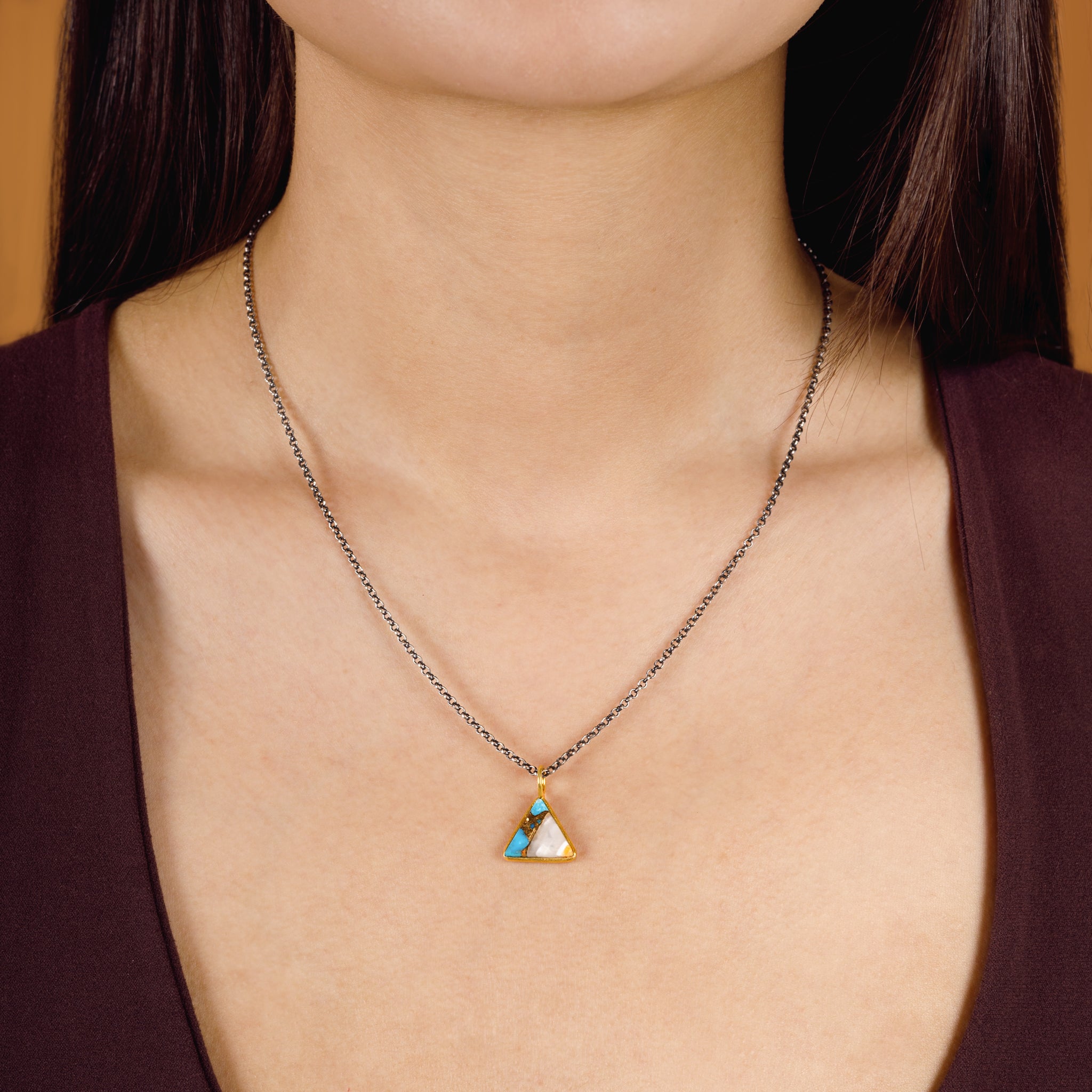 Triad Necklace in Spiny Oyster Turquoise
