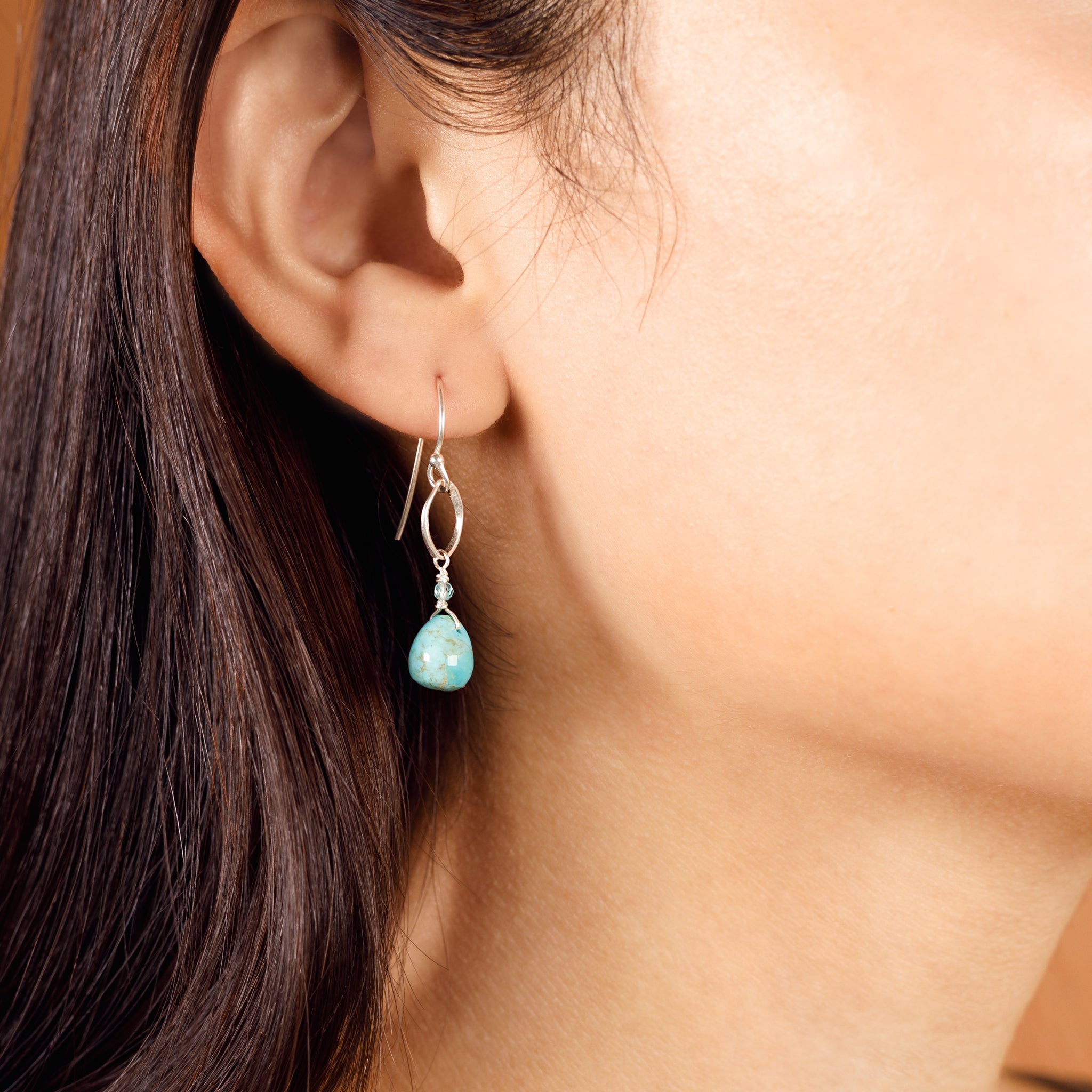 Teardrop Orbit Earrings in Turquoise & Apatite