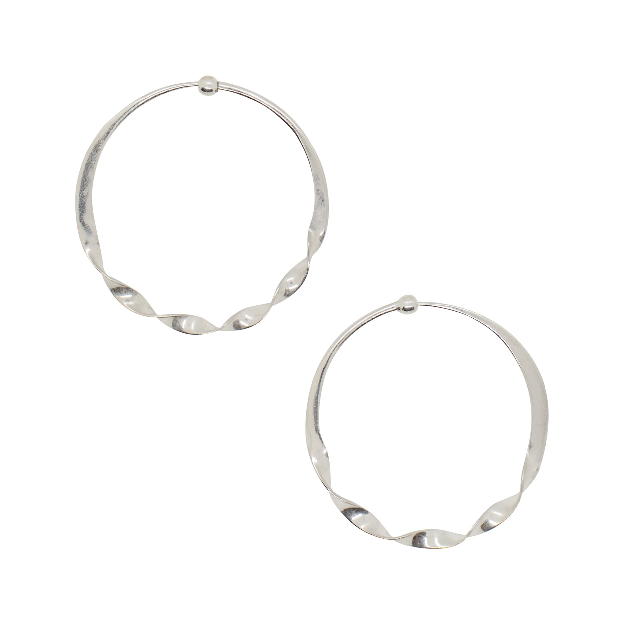 Half Twist Hoops in Silver - 1 1/2"