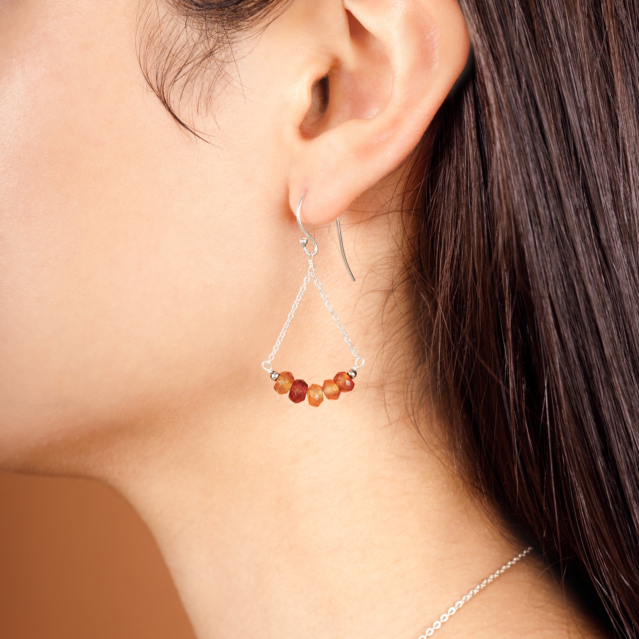 Stone Swing Earrings in Hessonite