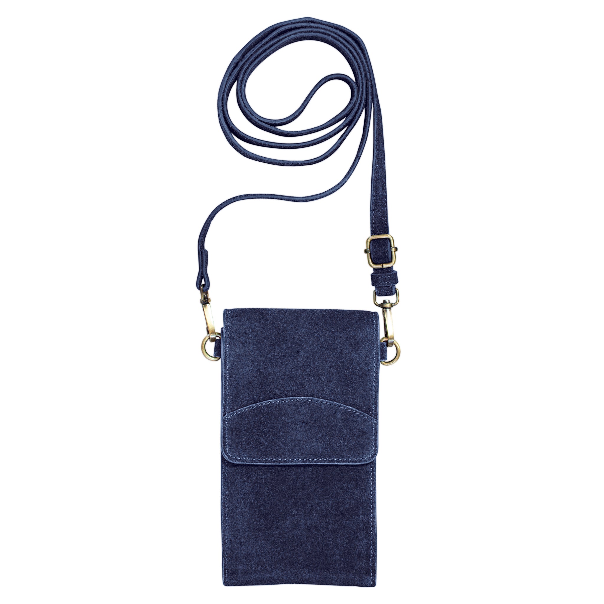 On the Move Phone Bag in Night Sky Blue Suede