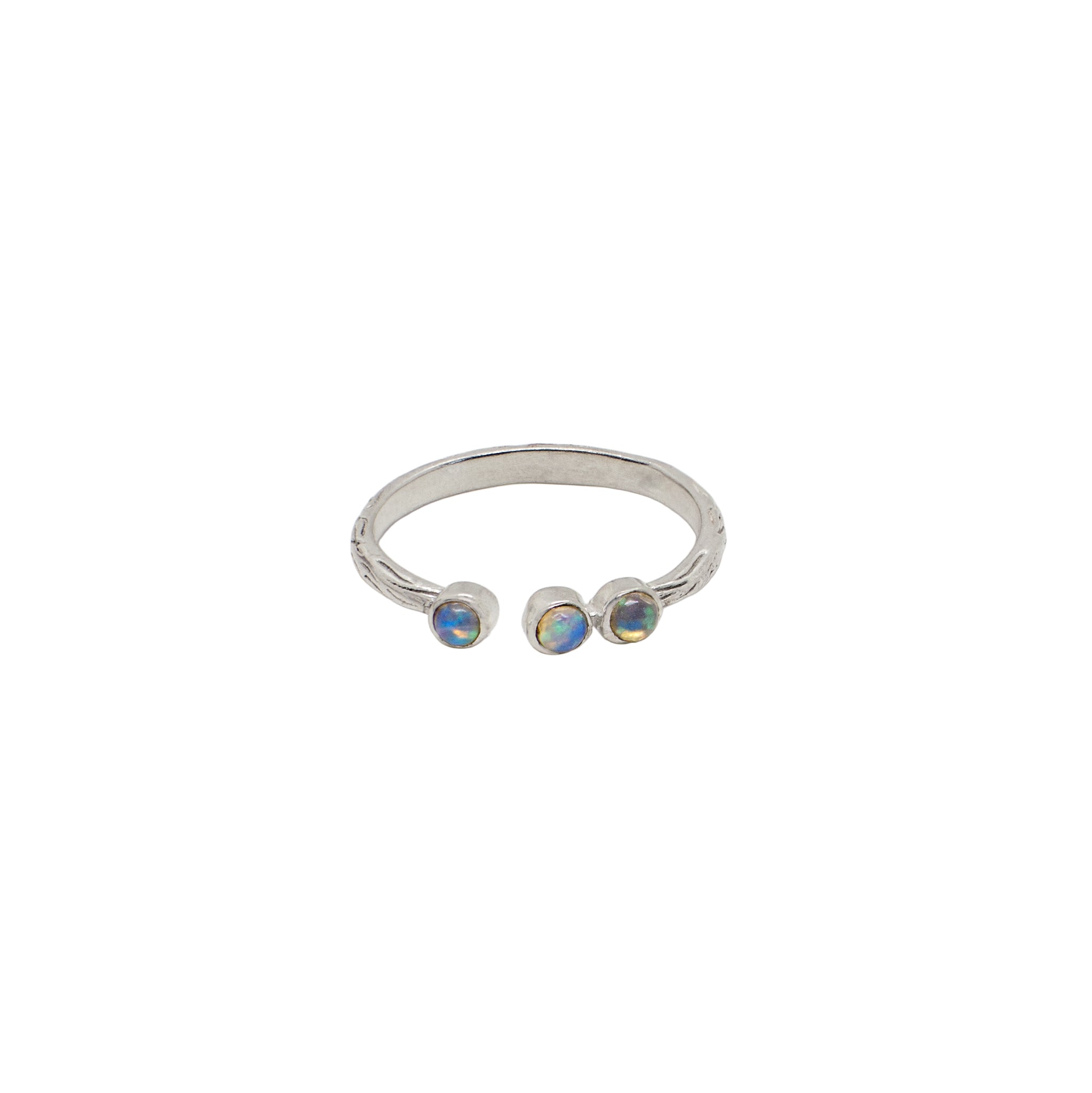 Souffle Trio Stacker Ring in Opal & Silver