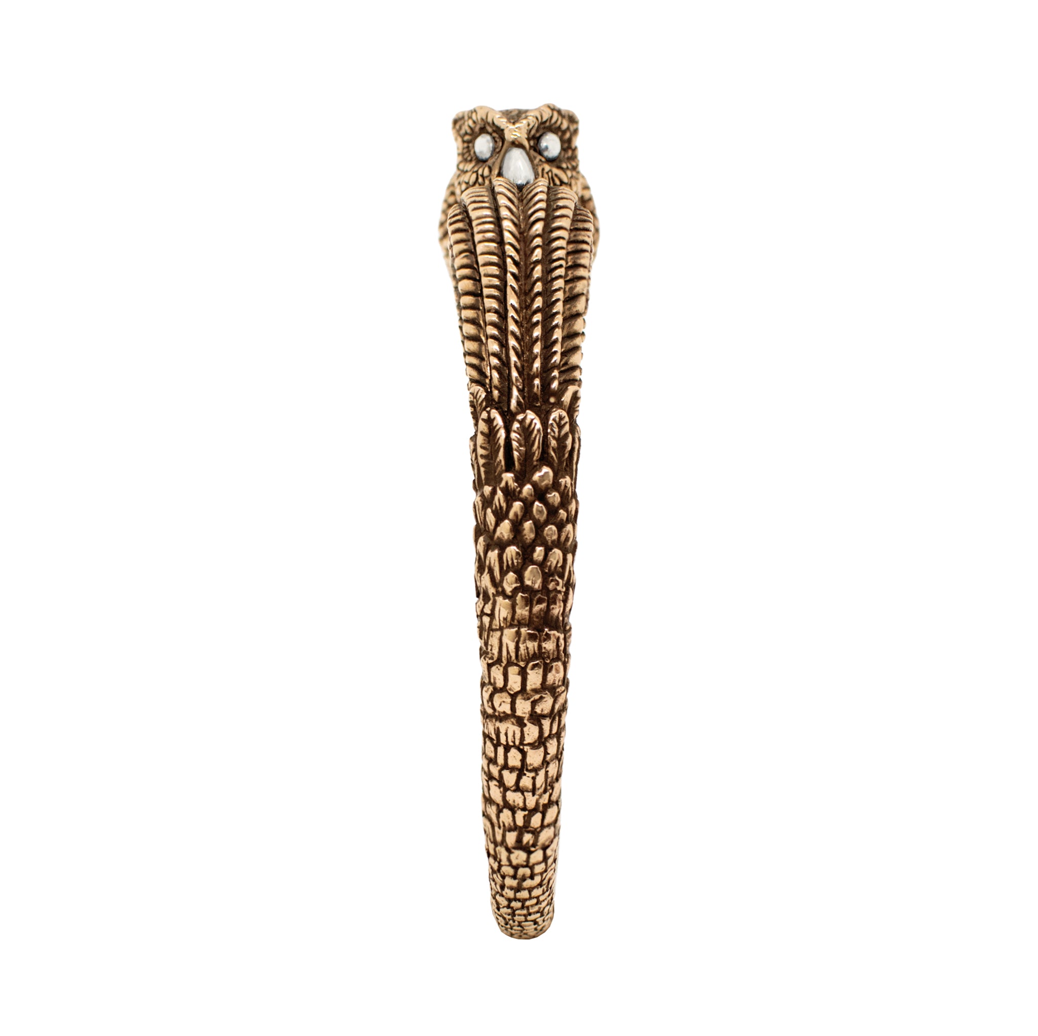 Barn Owl Bangle in Bronze with Silver Accents