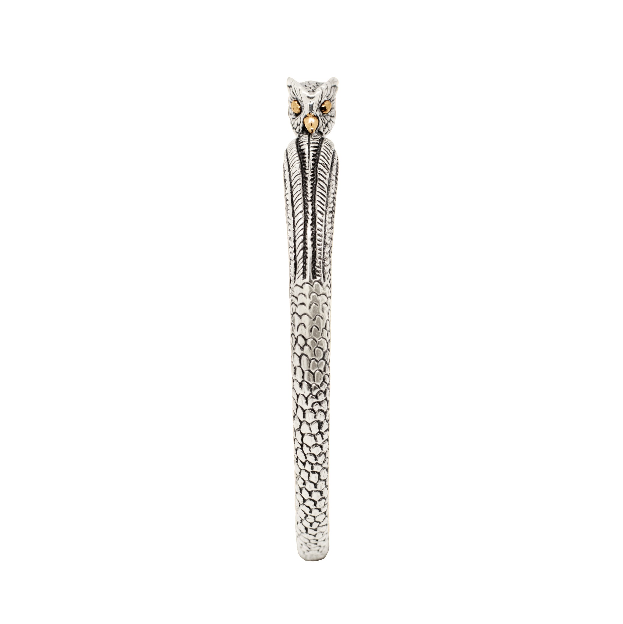Barn Owlet Bangle in Silver with Bronze Accents