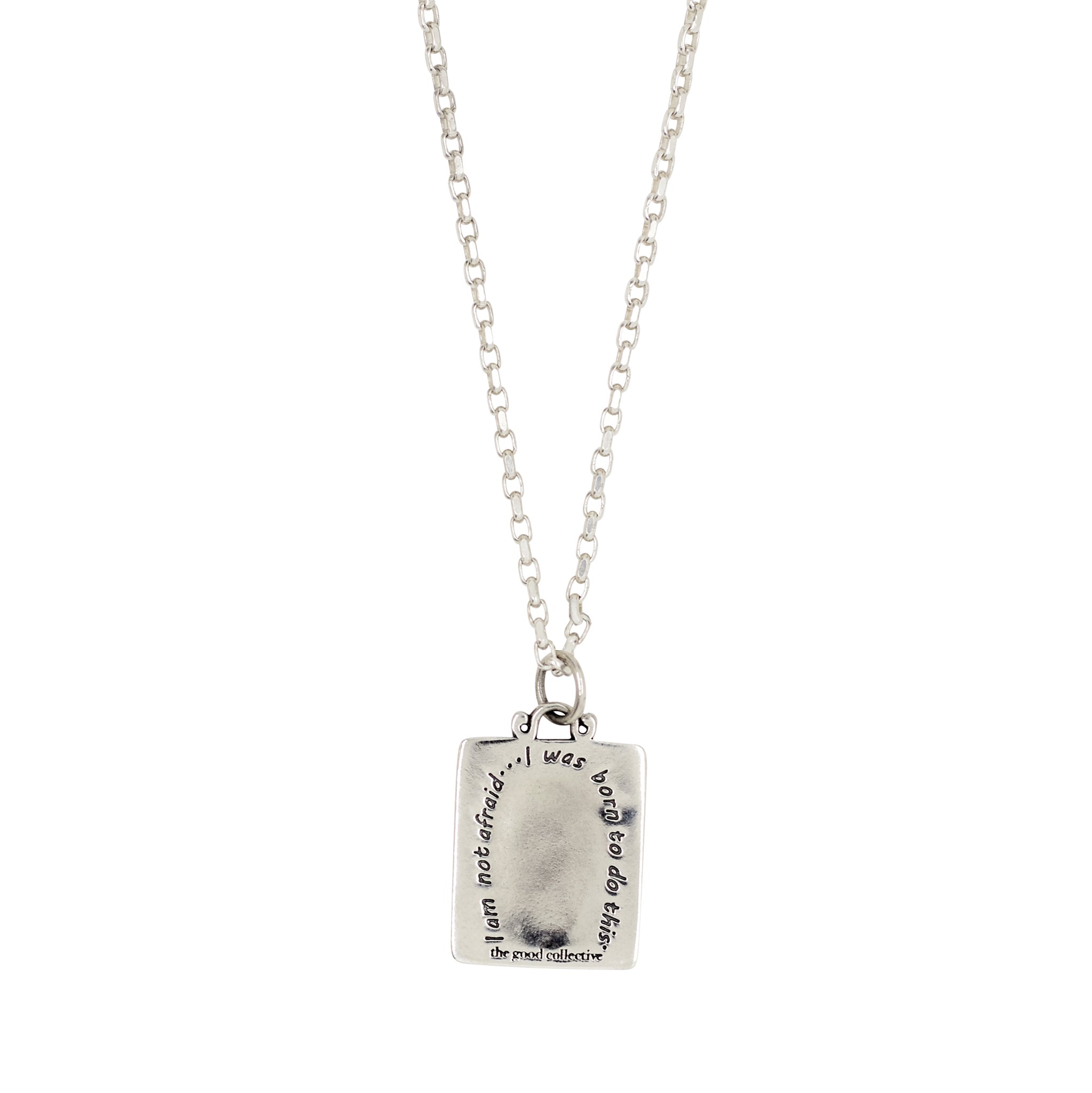 Joan of Arc Tablet Musing Necklace in Silver