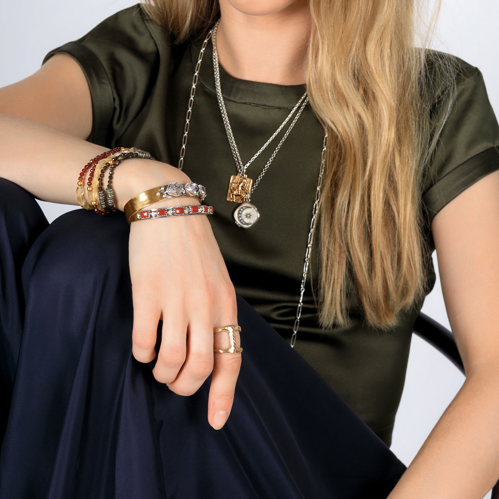 Stone Bonfire Cuff in Jasper