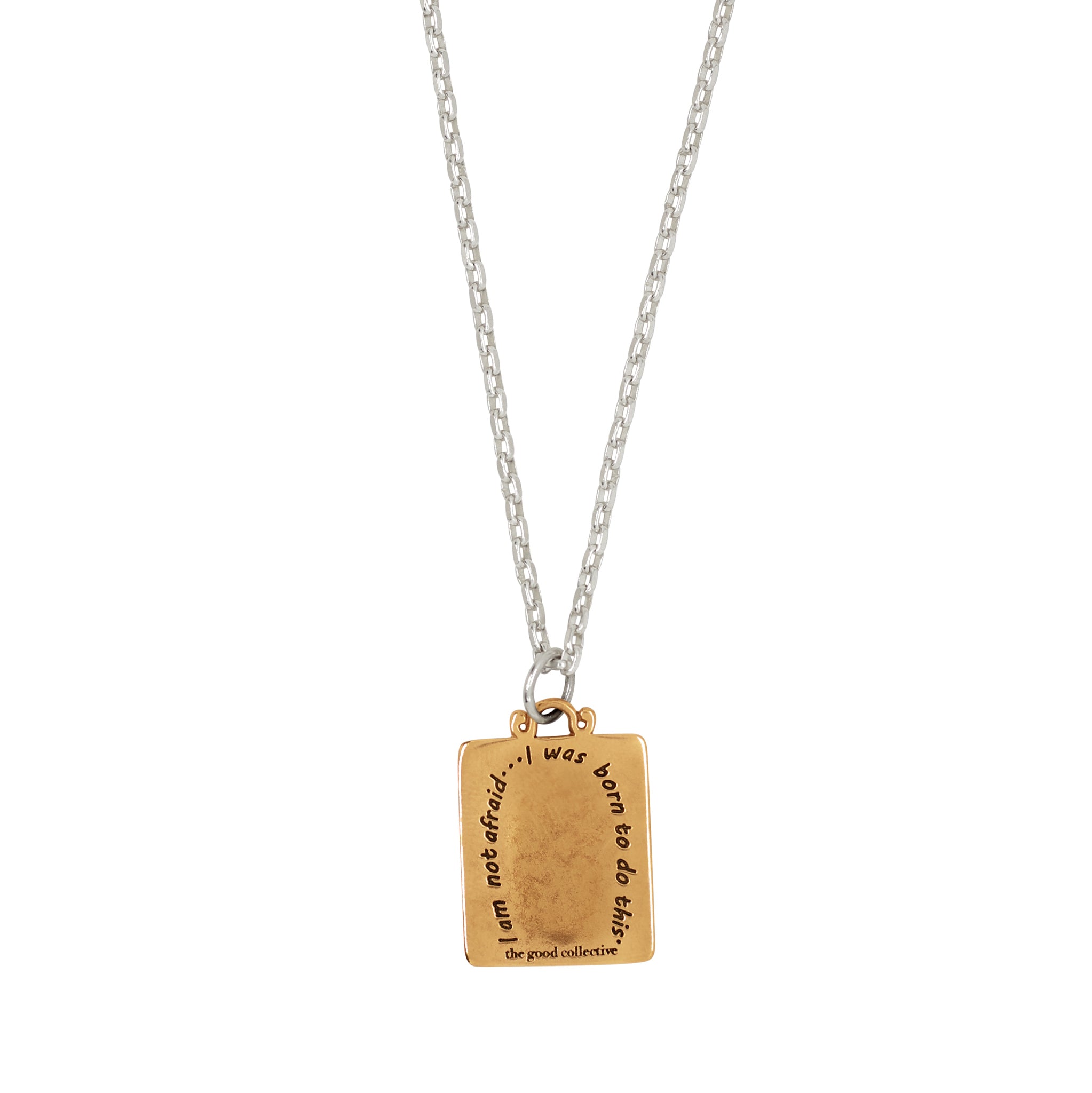 Joan of Arc Tablet Musing Necklace in Bronze & Silver