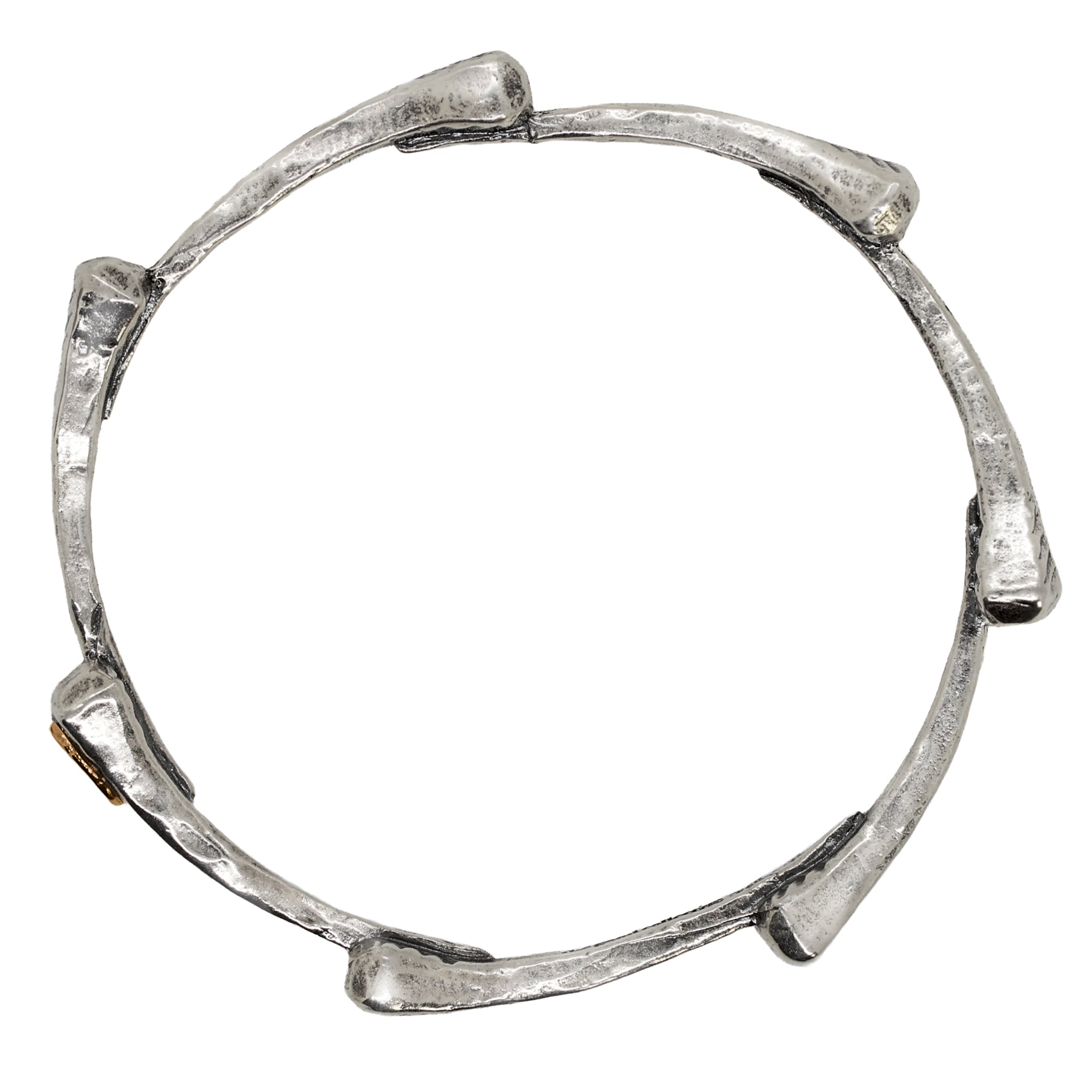 Horseshoe Nail Bangle in Silver and Bronze Accent