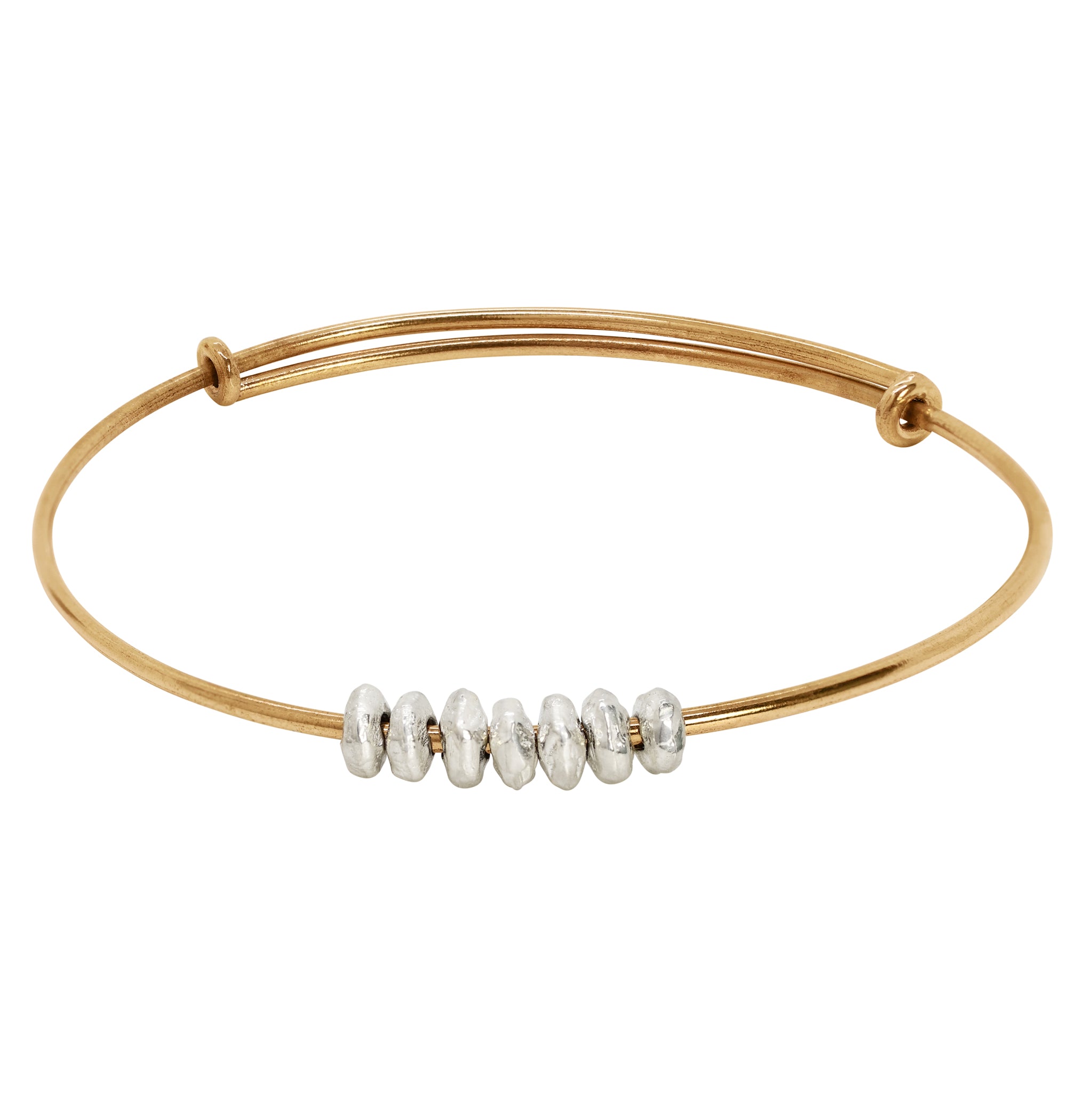 Worry Free Bangle in Bronze with Silver Beads