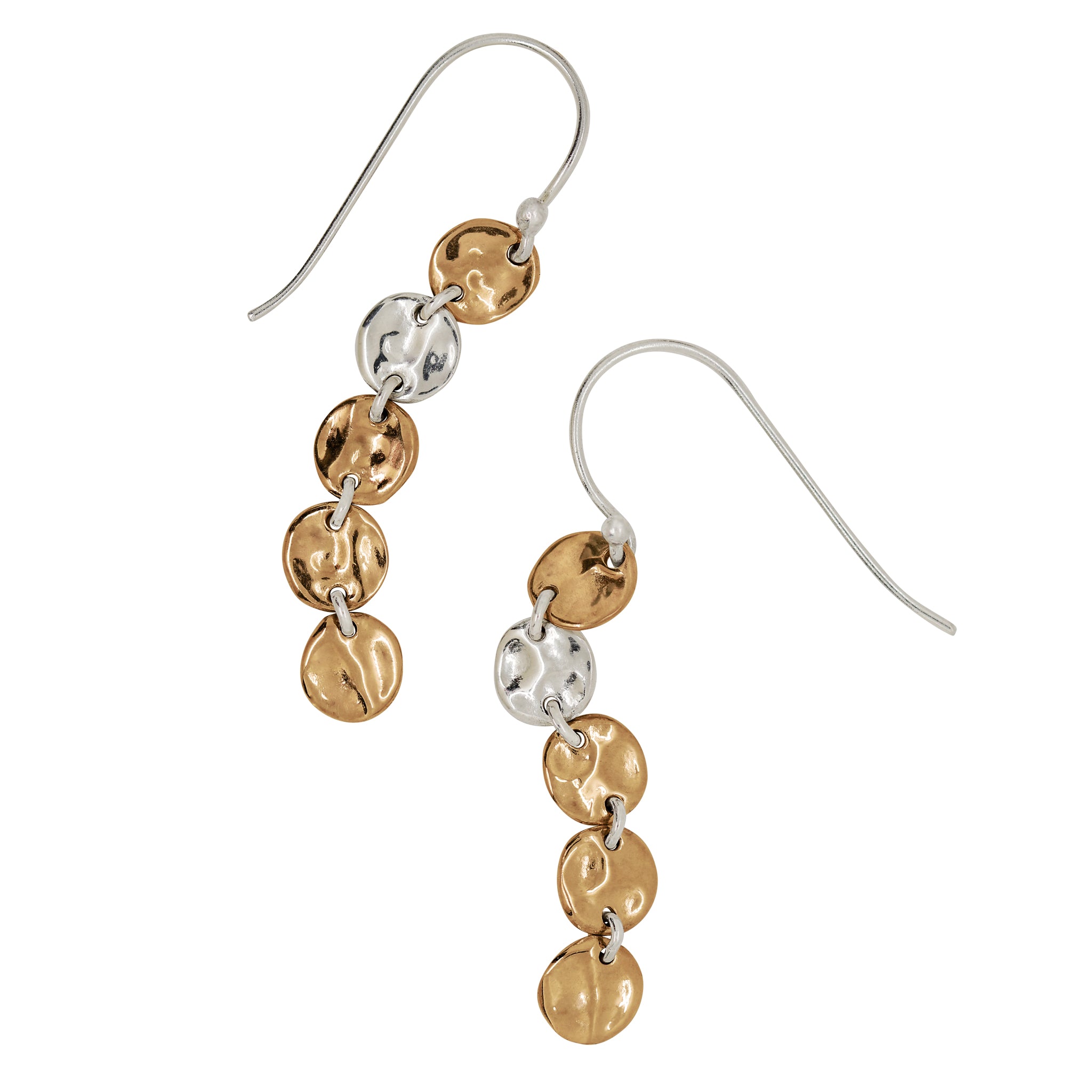 Linked Moon Drop Earrings in Silver & Bronze | Available to Ship December 12, 2025