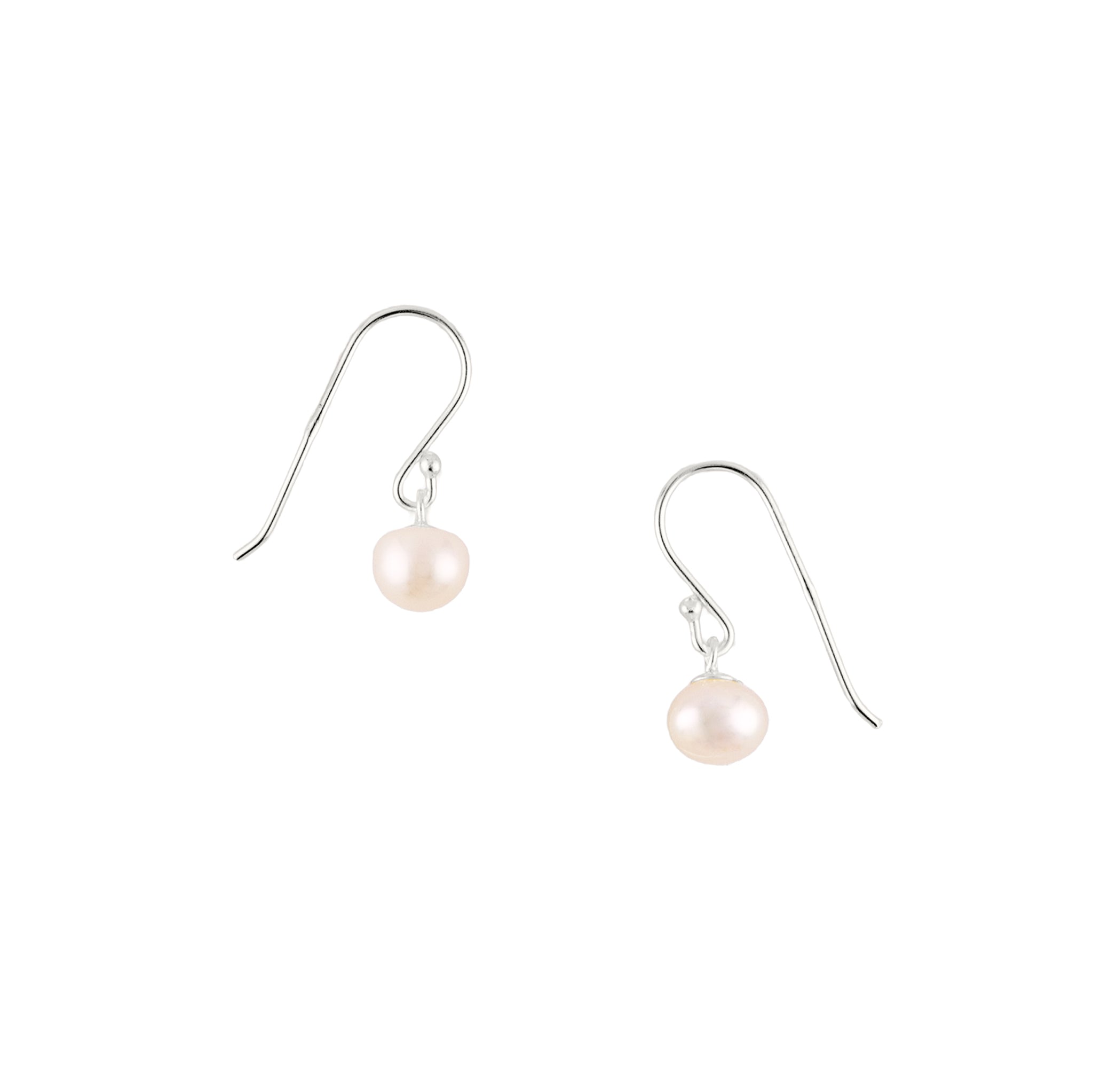 Classic Pearl Hook Earrings in Silver - 6mm