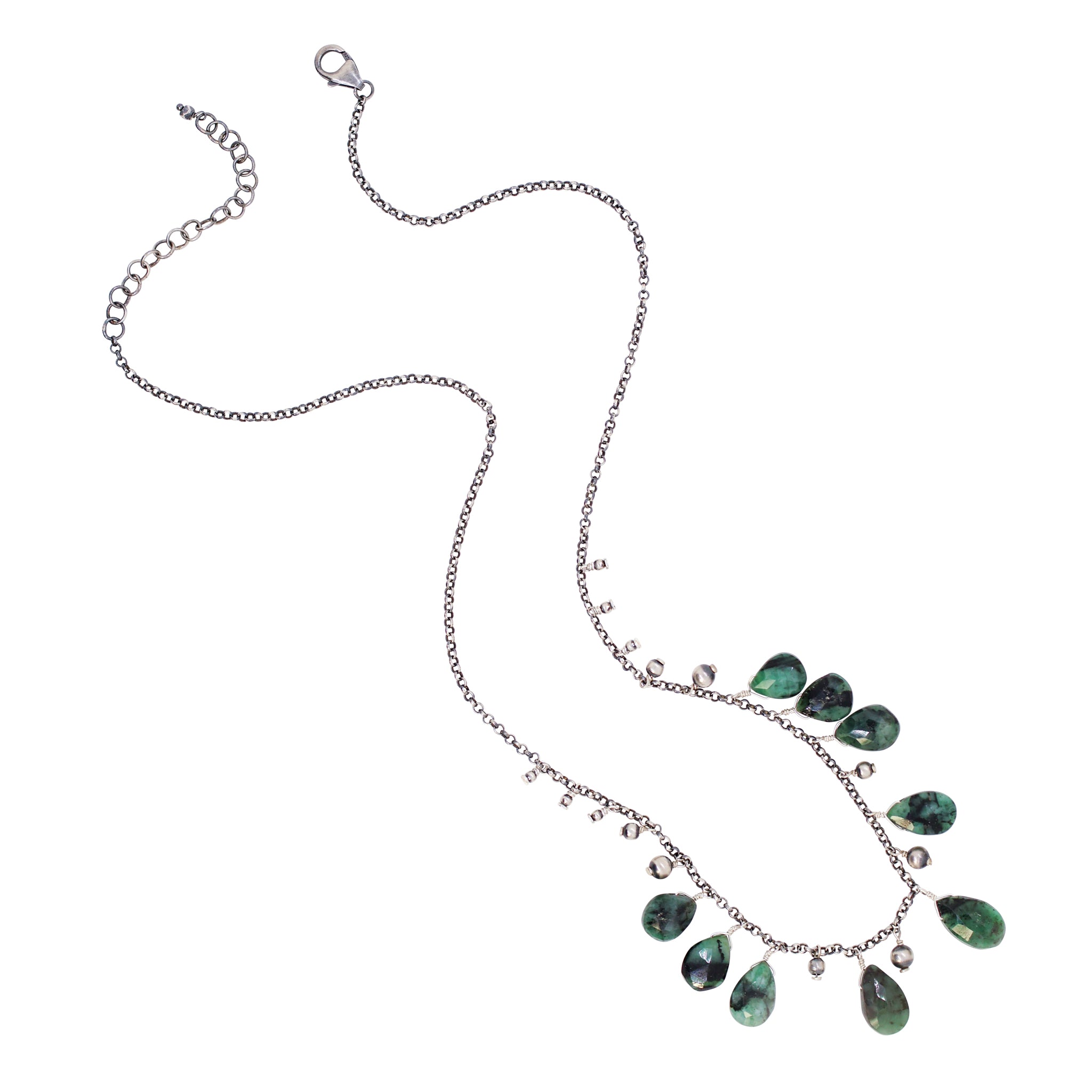 Emerald Bonfire Drop Necklace