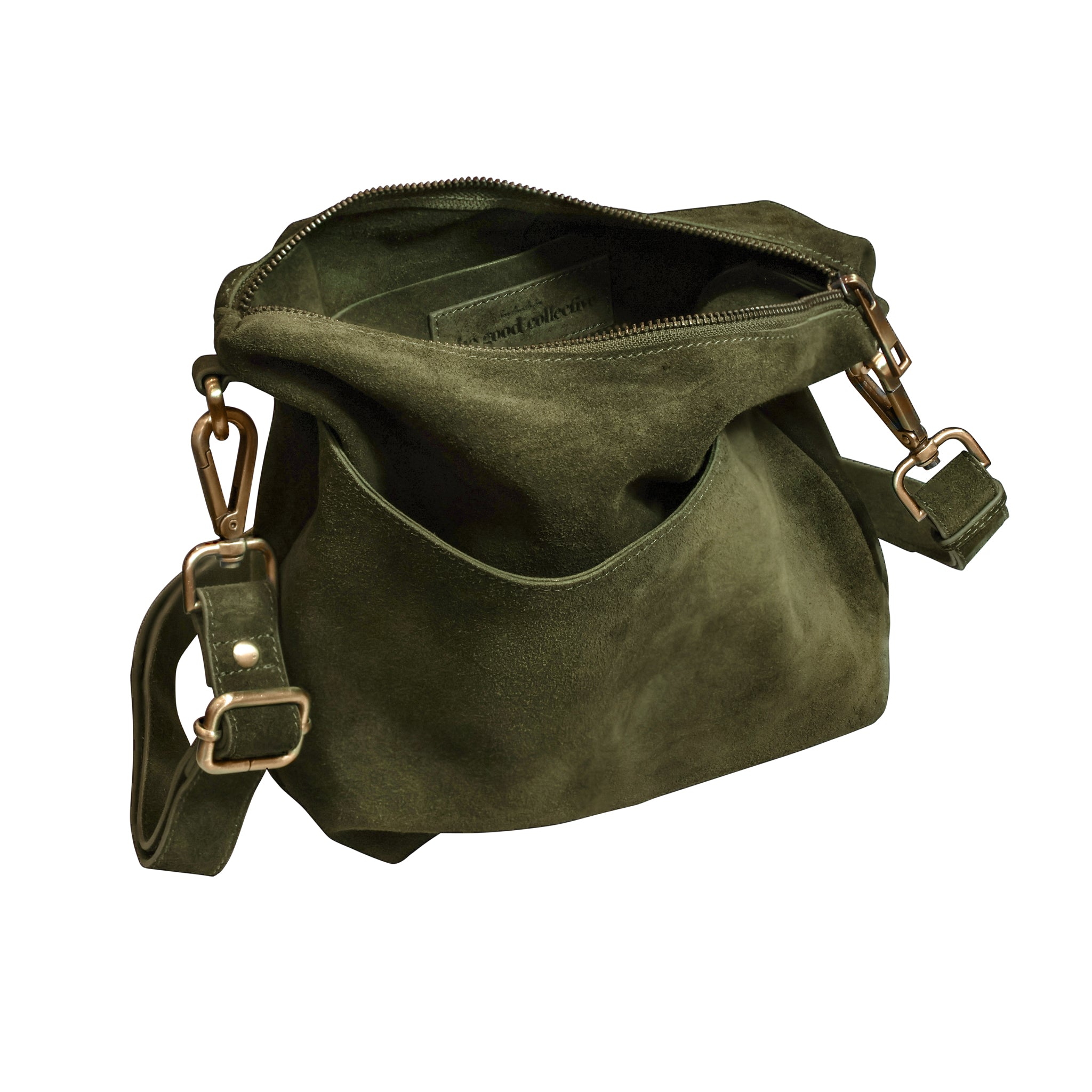 Go Anywhere Bag in Olive Suede