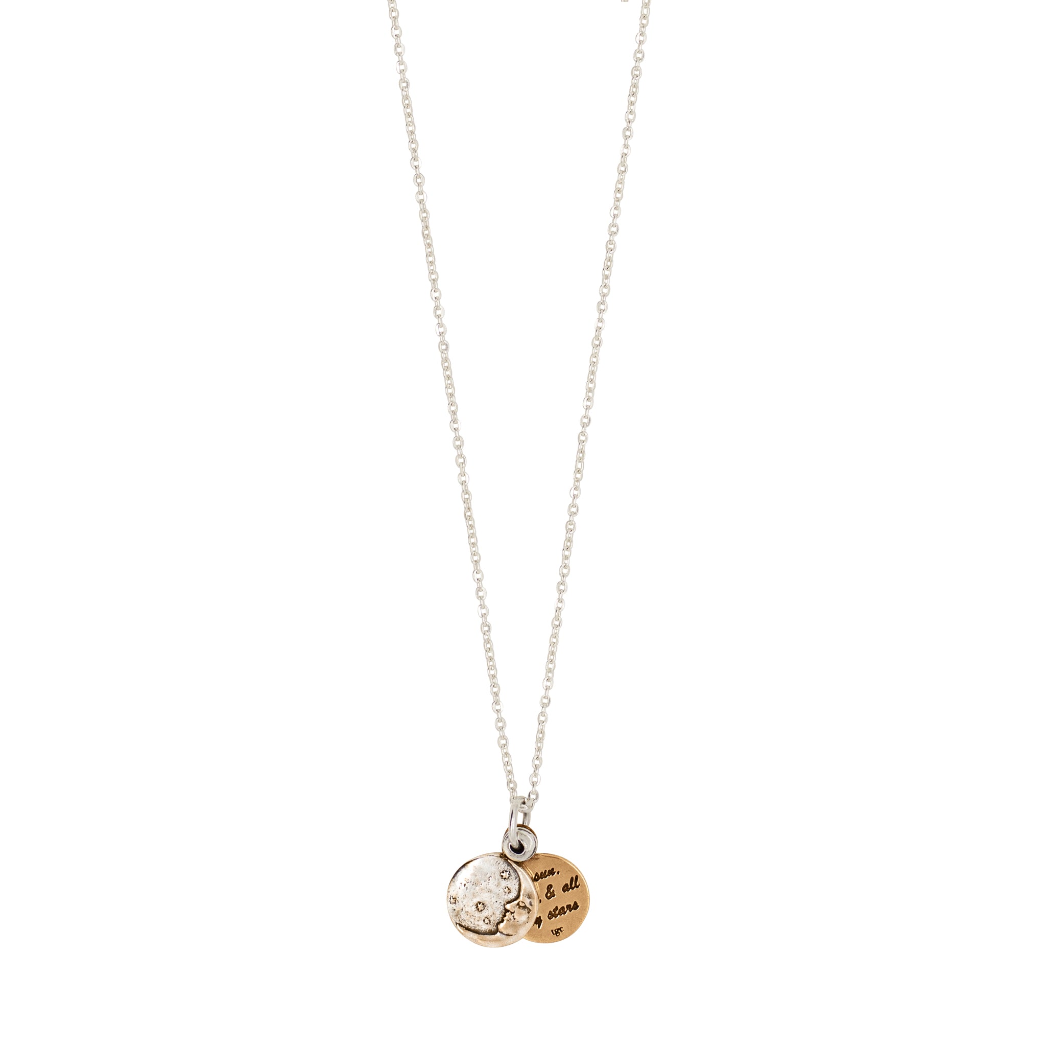 My Moon & Stars Sliding Locket Necklace in Bronze with Silver Flash Plate- Small