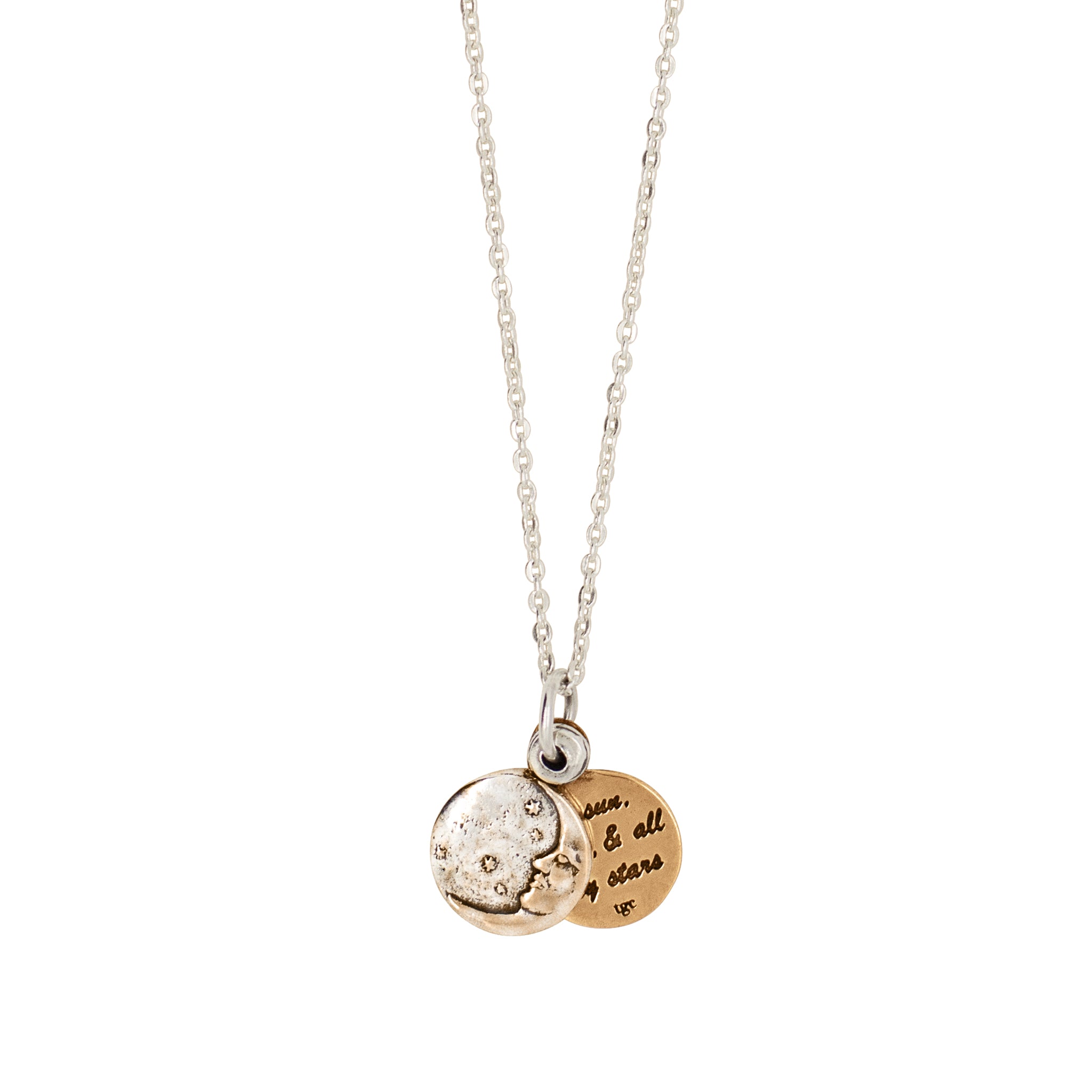 My Moon & Stars Sliding Locket Necklace in Bronze with Silver Flash Plate- Small