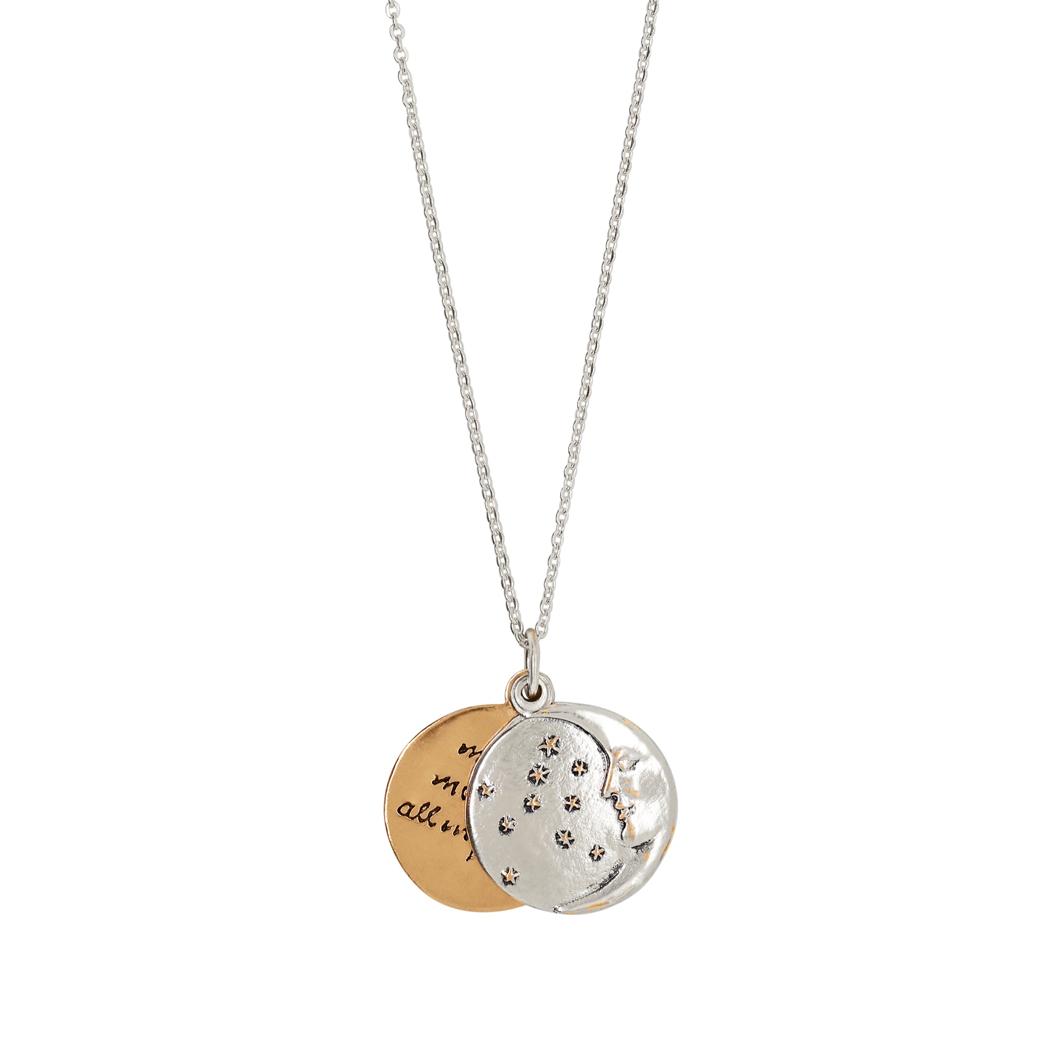 My Moon & Stars Sliding Locket Necklace in Bronze with Silver Flash Plate - Large