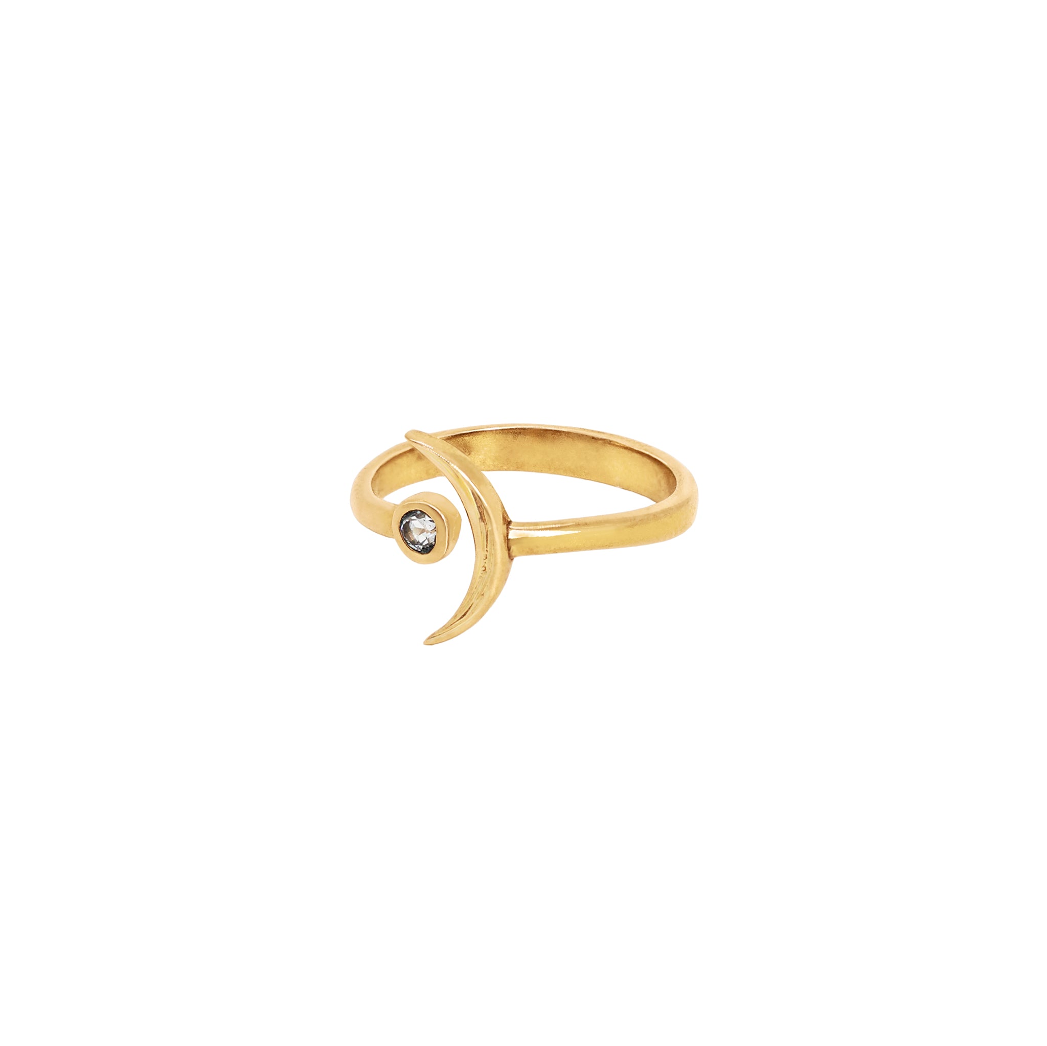 Crescent Moon Ring in Topaz & Bronze