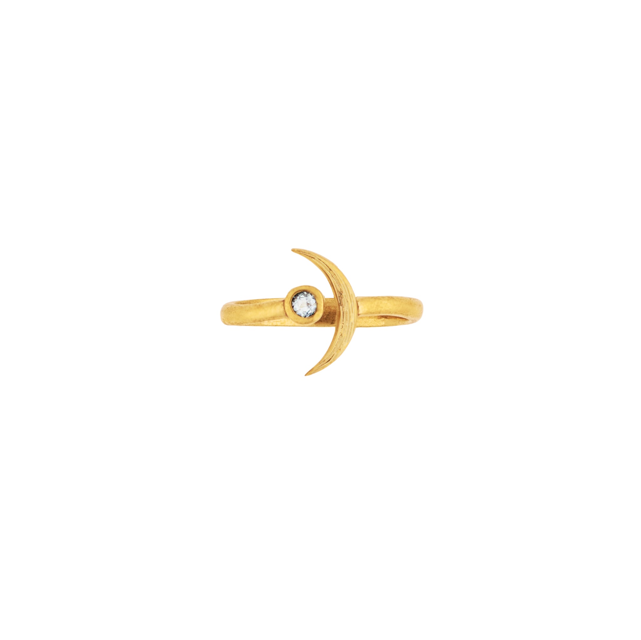 Crescent Moon Ring in Topaz & Bronze