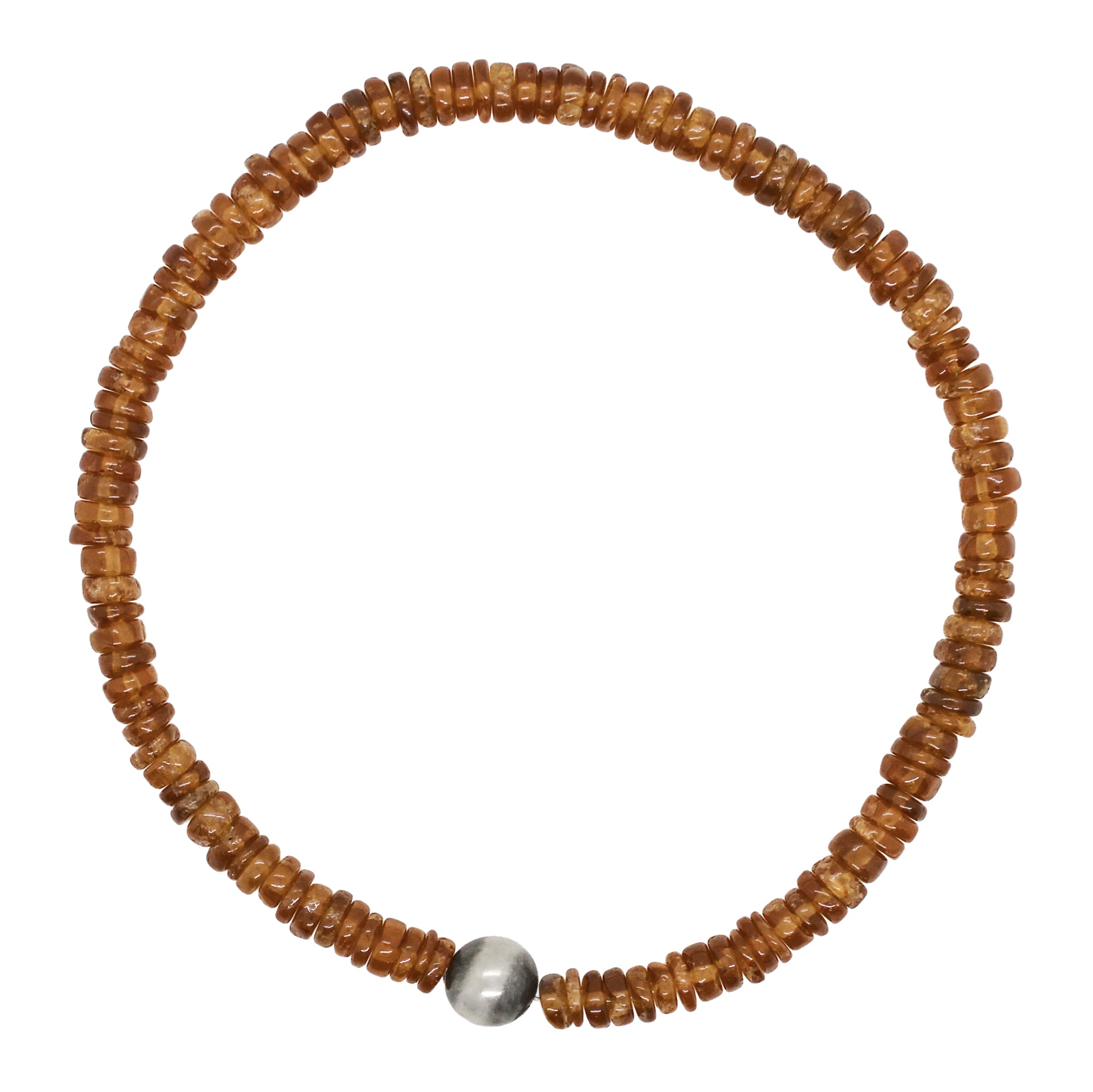 Stone & Sterling Stretch Bracelet in Hessonite - Unisex Sizing