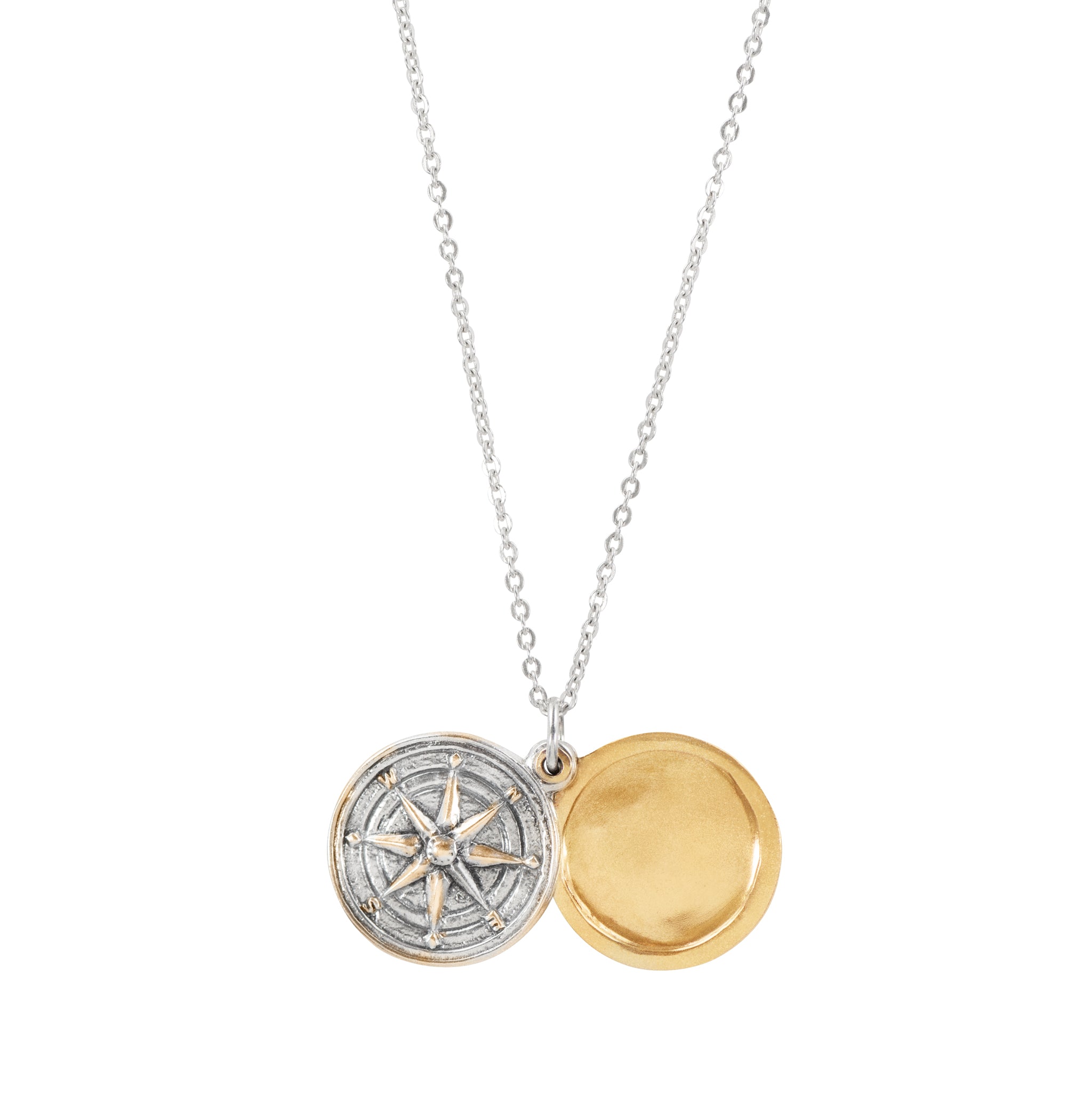Explorer's Talisman Locket Necklace in Bronze with Silver Flash Plate