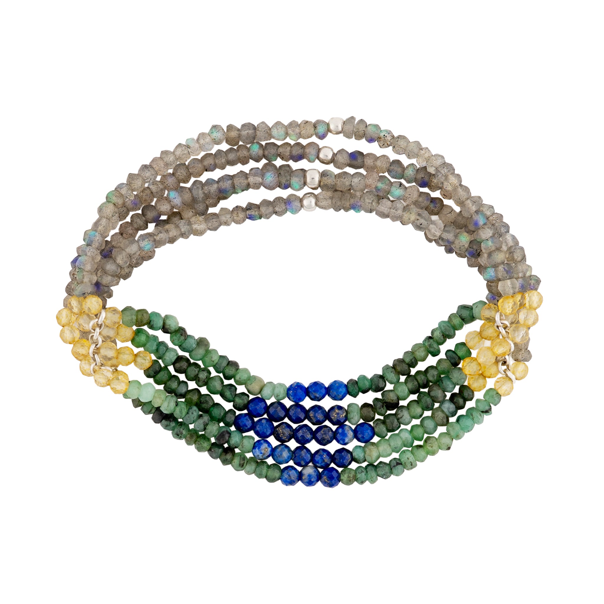 Beaded Blanket Stretch Bracelet in Cool Tones