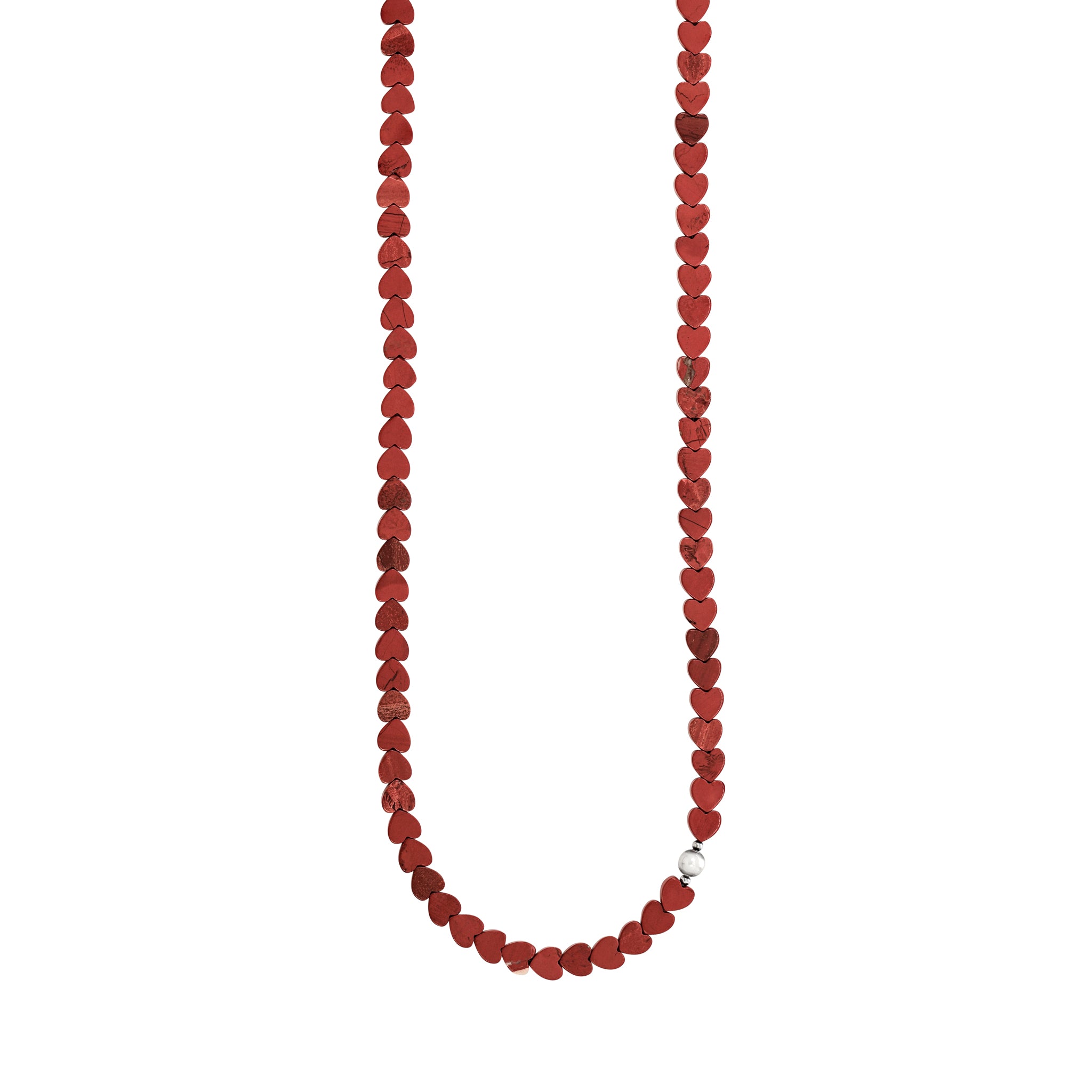 Stone Heart Necklace in Red Jasper