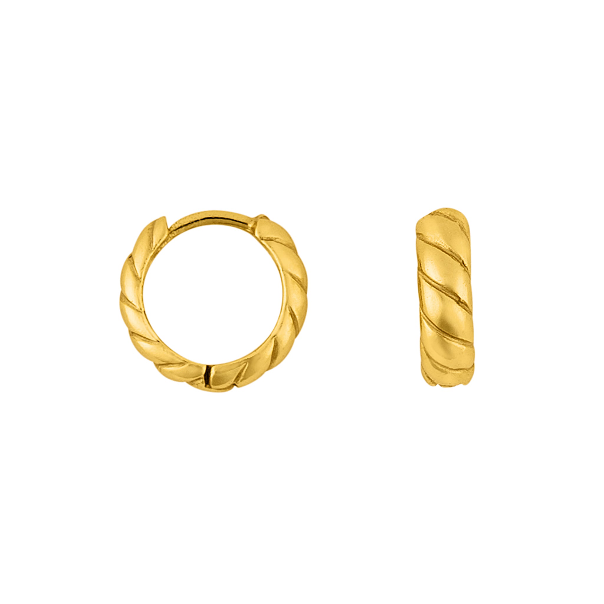 Twisted Clicker Huggies in Gold