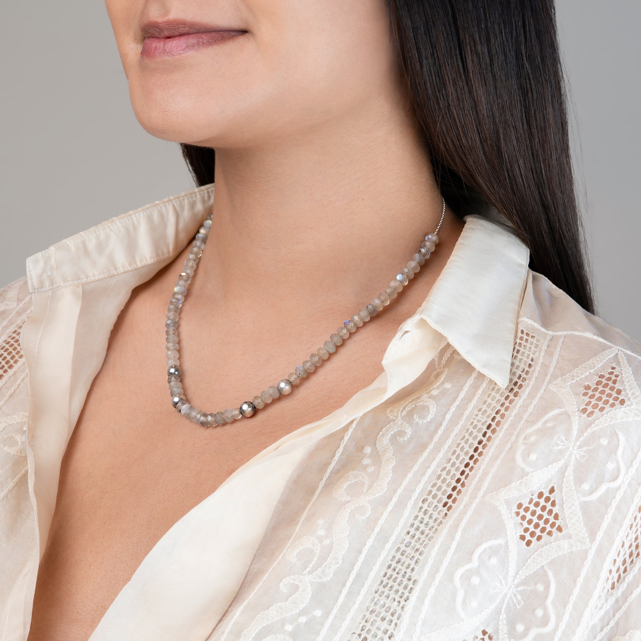 Liquid Stone & Bonfire Necklace in Labradorite | Available to Ship September 10, 2026