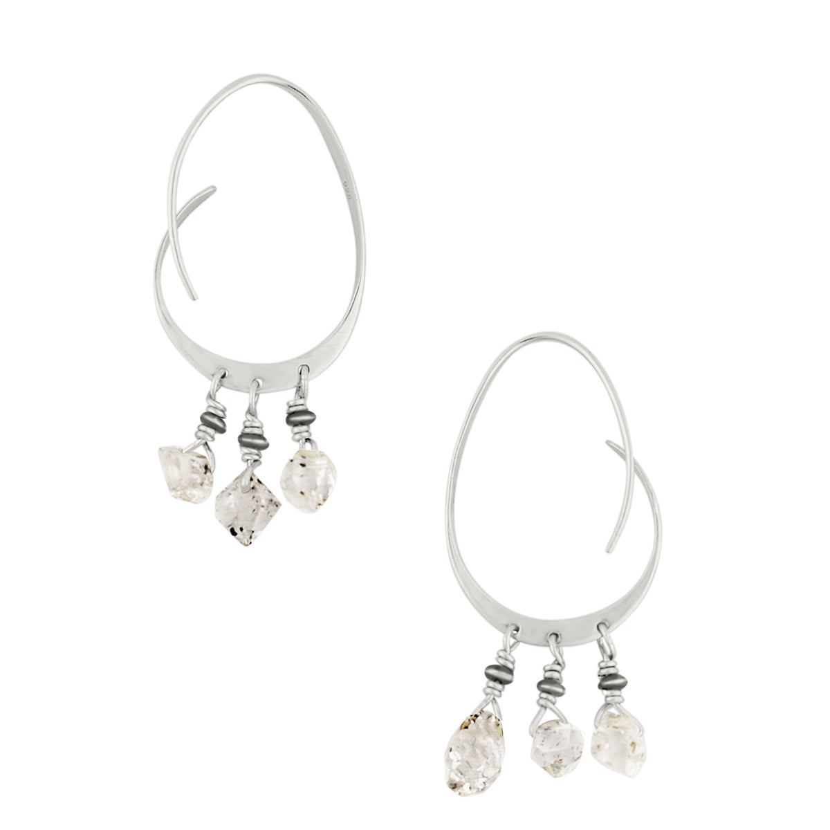 Herkimer Abstract Arc Hoops in Silver - 1 1/2" L | Available to Ship September 10, 2026