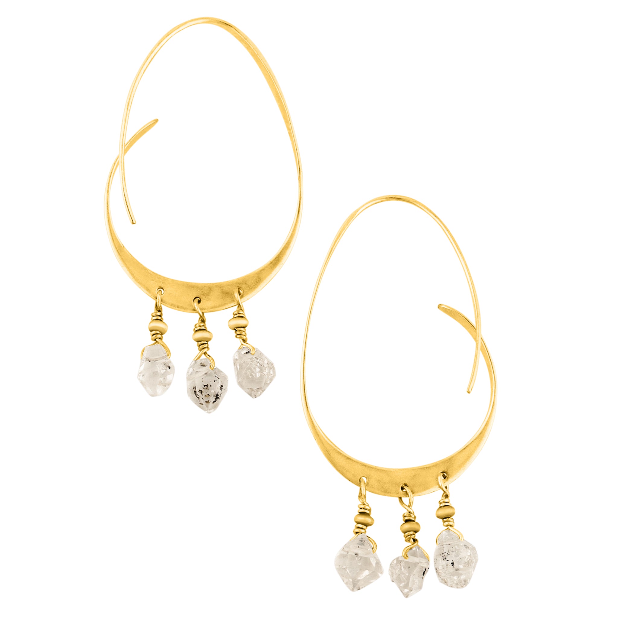 Herkimer Abstract Arc Hoops in Gold - 2" L | Available to Ship September 10, 2026