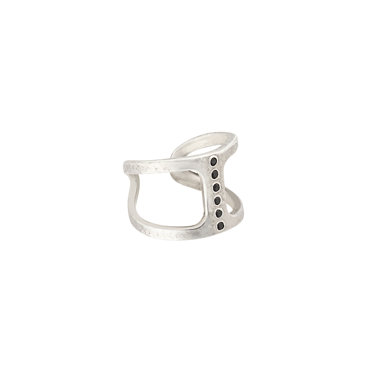 Open Cage Ring in Black Onyx - Silver | Available to Ship September 10, 2026