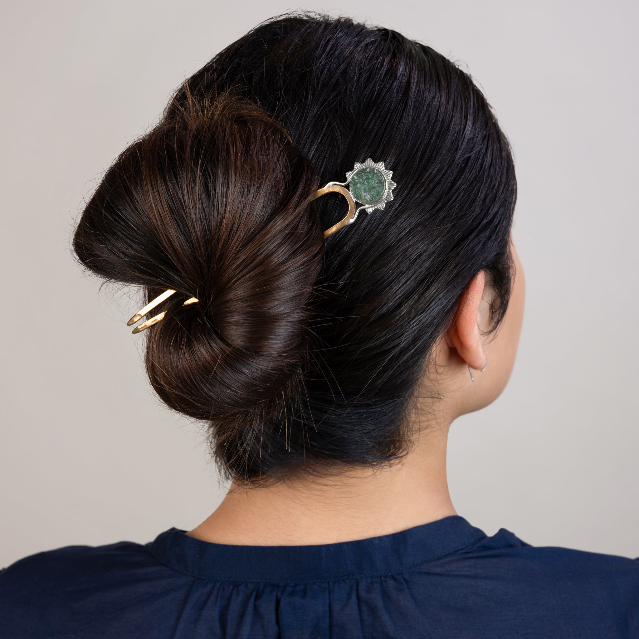 Stoneburst Hair Pin in Green Strawberry Quartz - 5" L | Available to Ship September 10, 2026