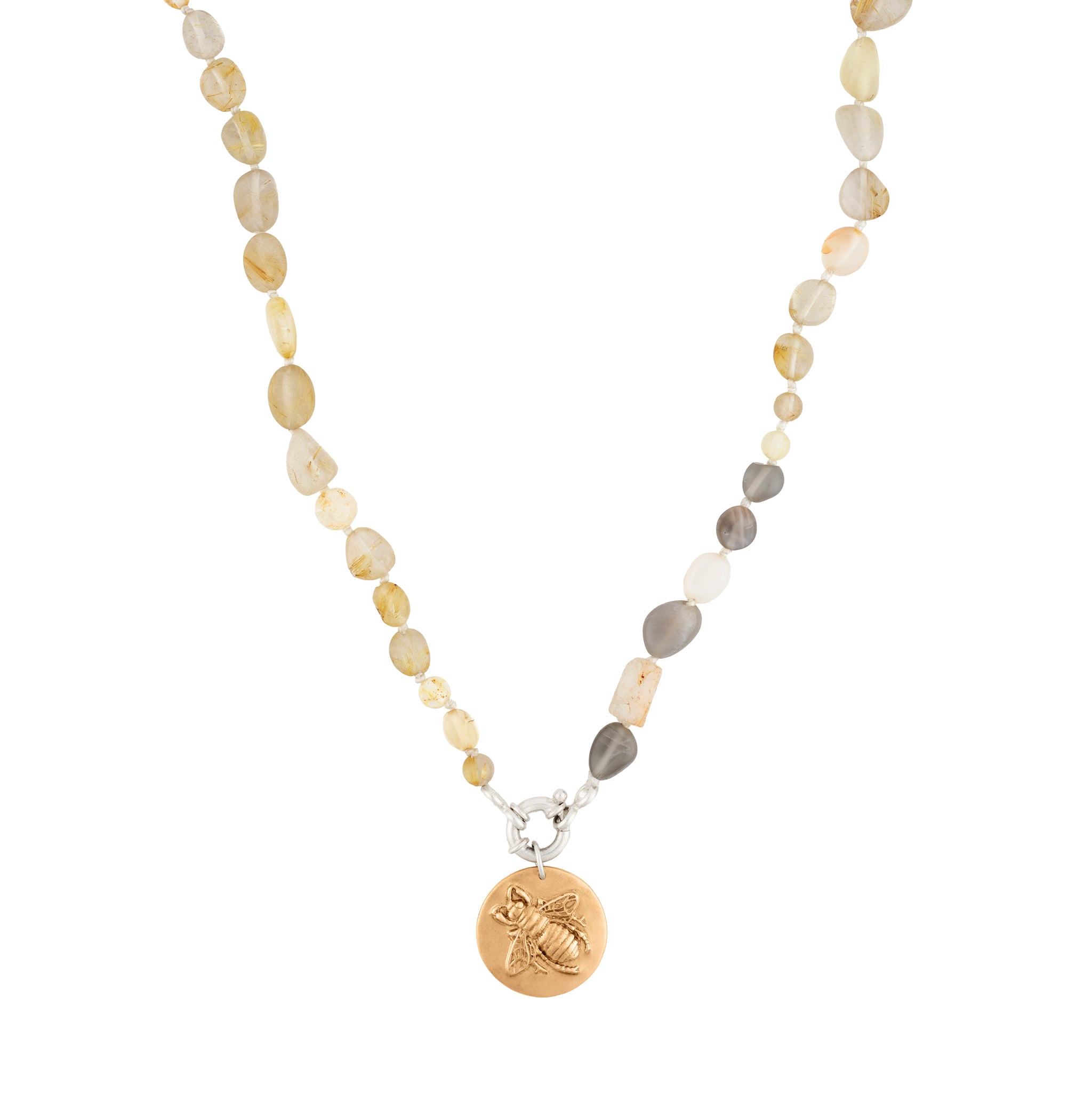 Silk Knotted Stone Bee Musing Necklace | Available to Ship September 10, 2026
