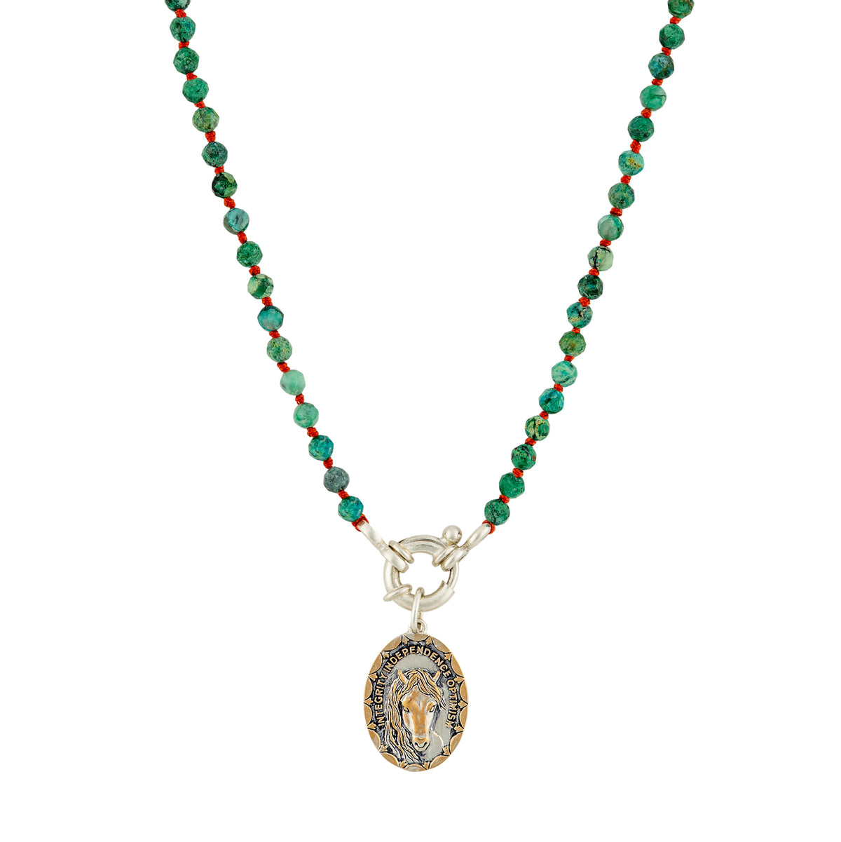 Stone & Silk Horse Saint Necklace in Turquoise | Available to Ship October 30, 2026