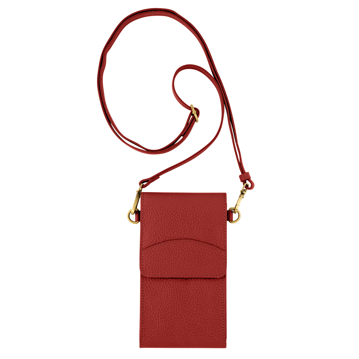 On the Move Leather Phone Bag in Really Red | Available to Ship November 13, 2026
