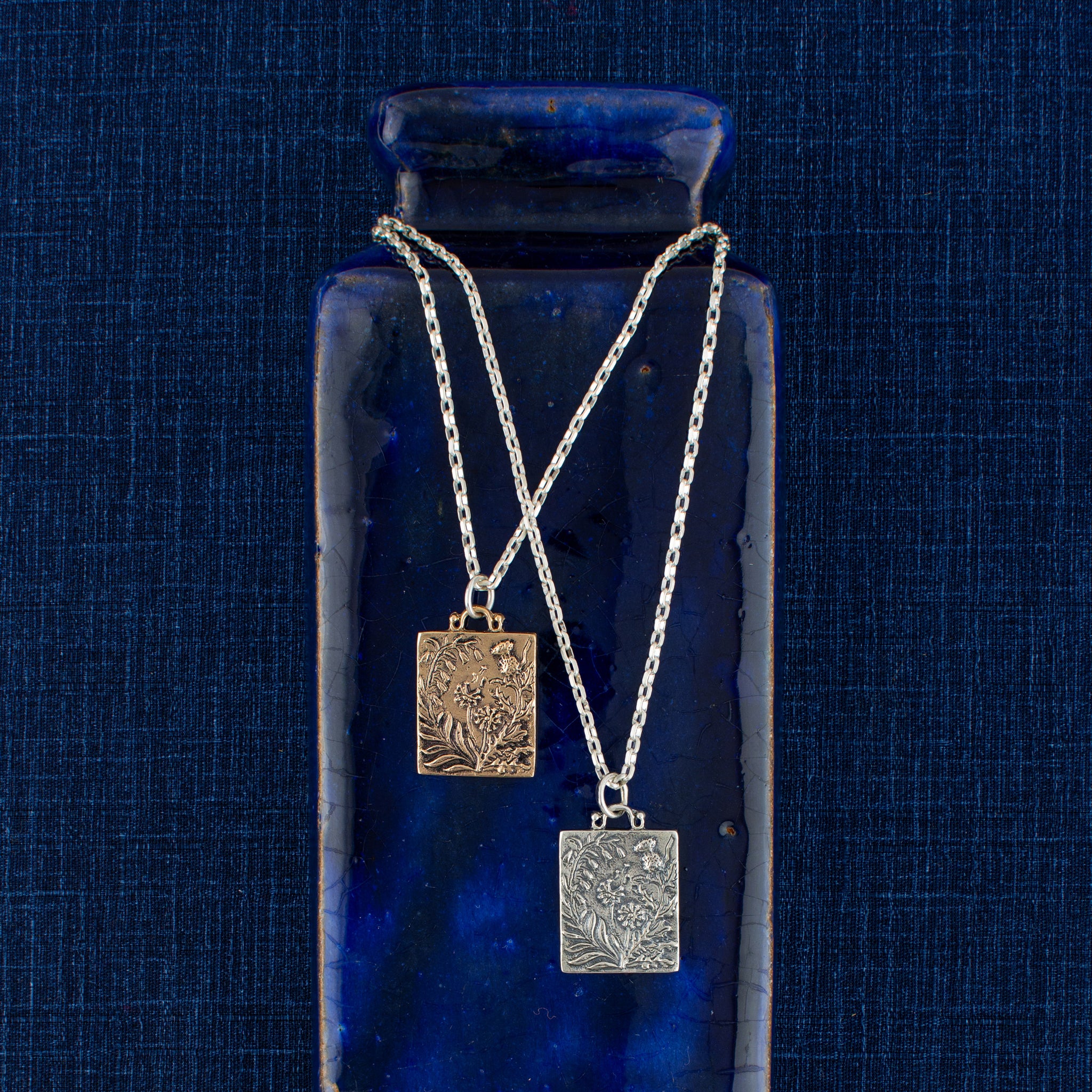 Flower Trio Musing Necklace in Antiqued Silver