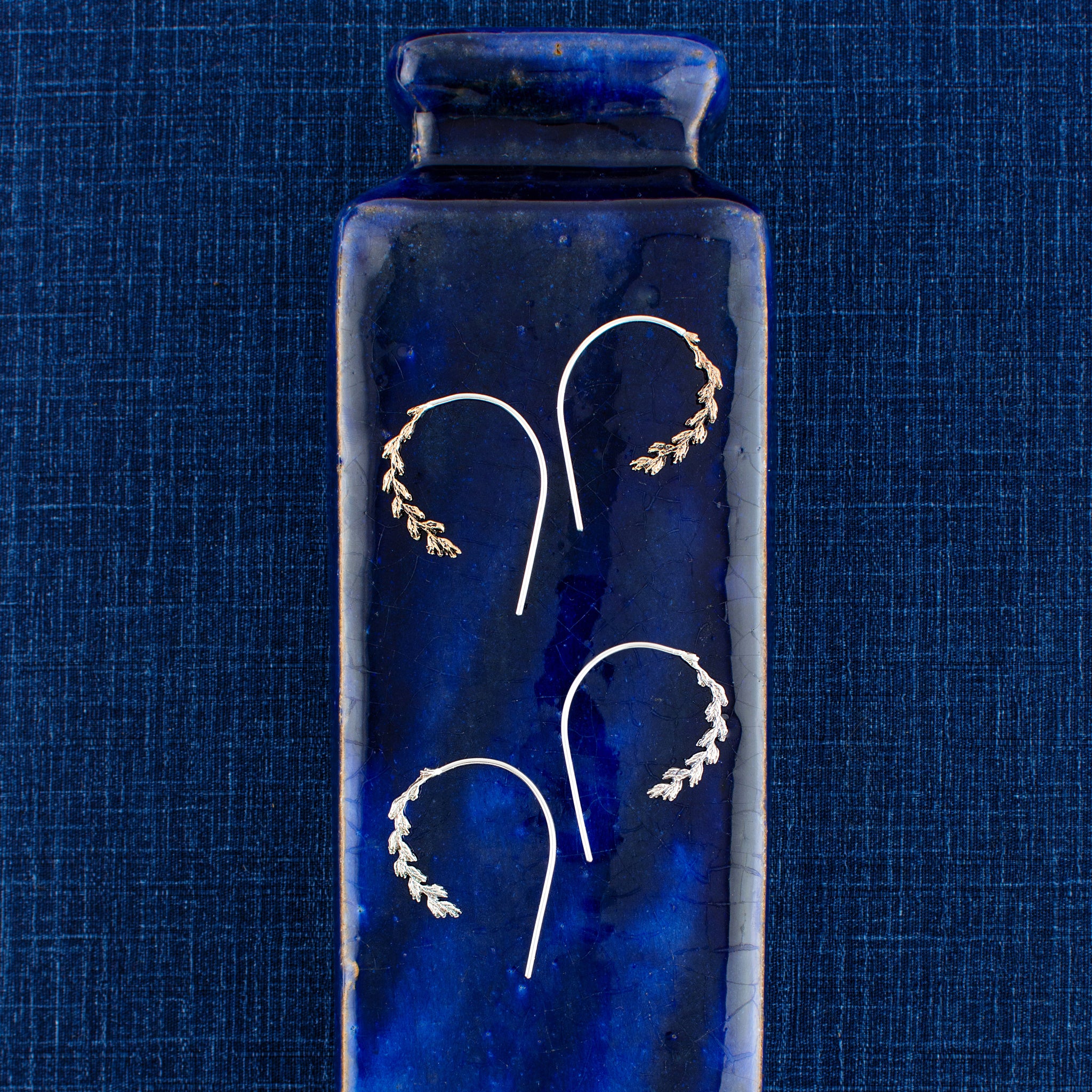 Tall Grass Threaders in Antiqued Silver