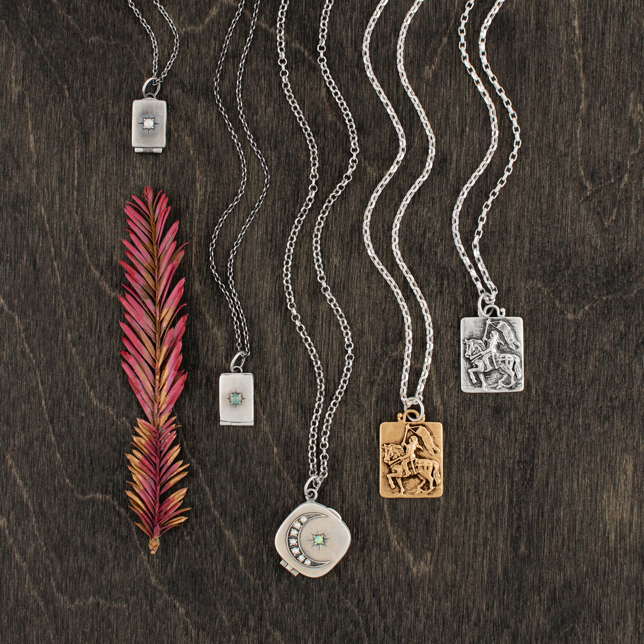 Joan of Arc Tablet Musing Necklace in Bronze & Silver