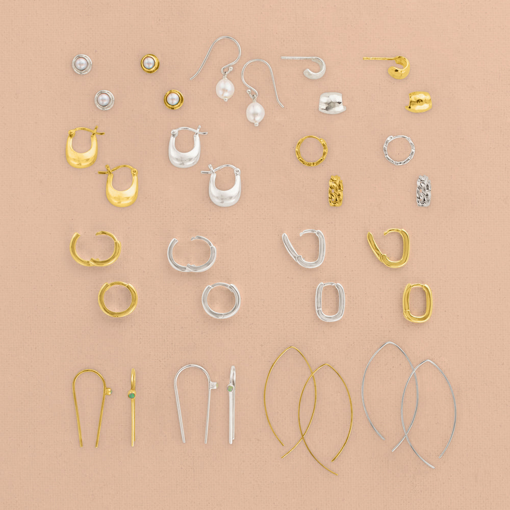 Hammered Huggies Earrings in Silver | Available to Ship September 10, 2026
