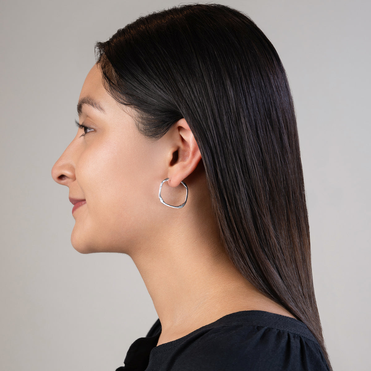 Square Up Hoops in Silver - 1"