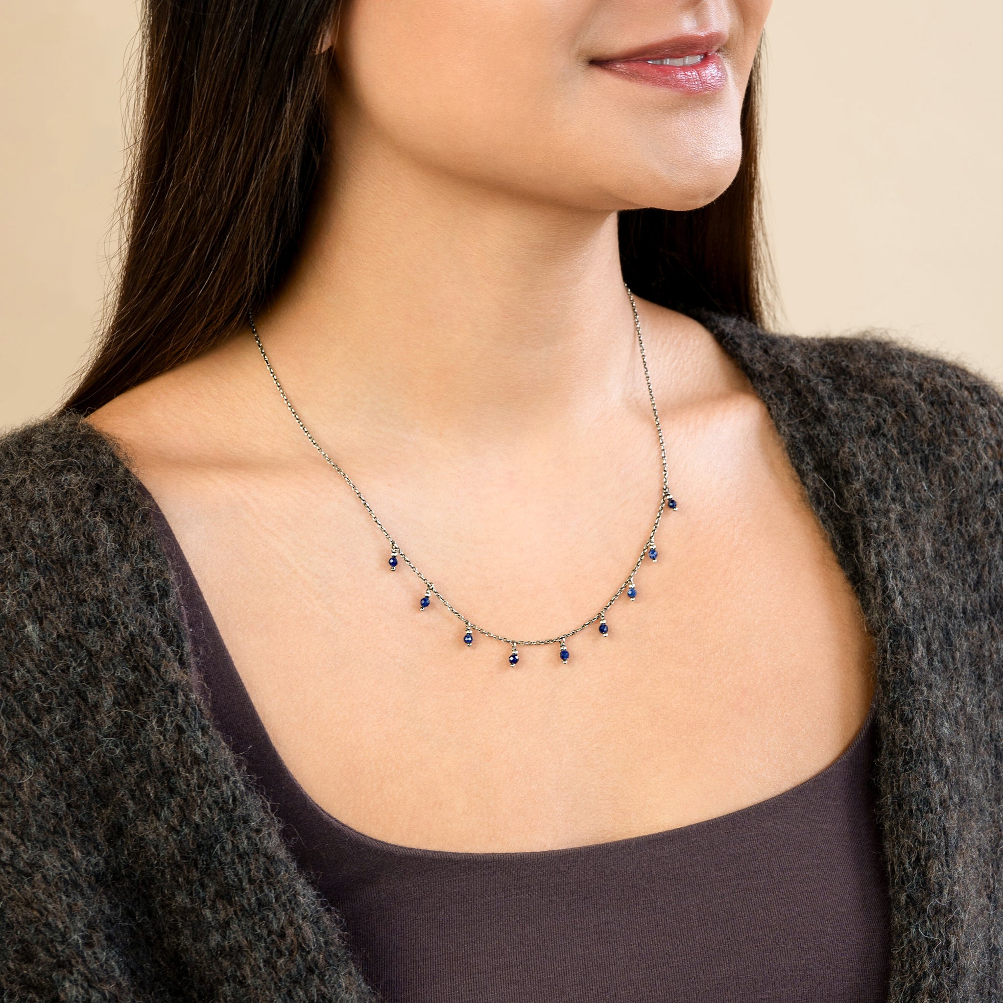Falling Bonfire & Stone Necklace in Lapis