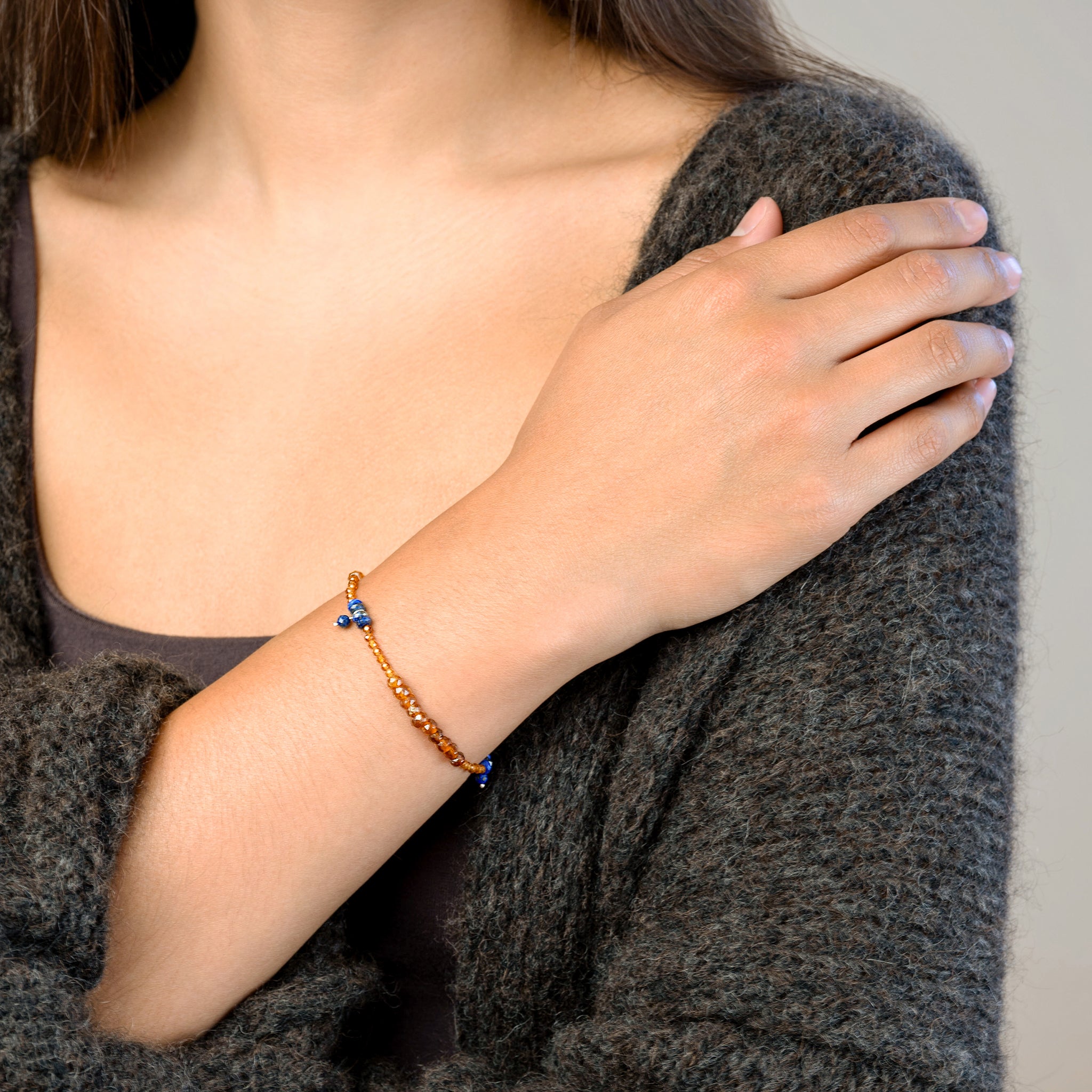 Pyrite's Booty Bracelet in Hessonite & Lapis