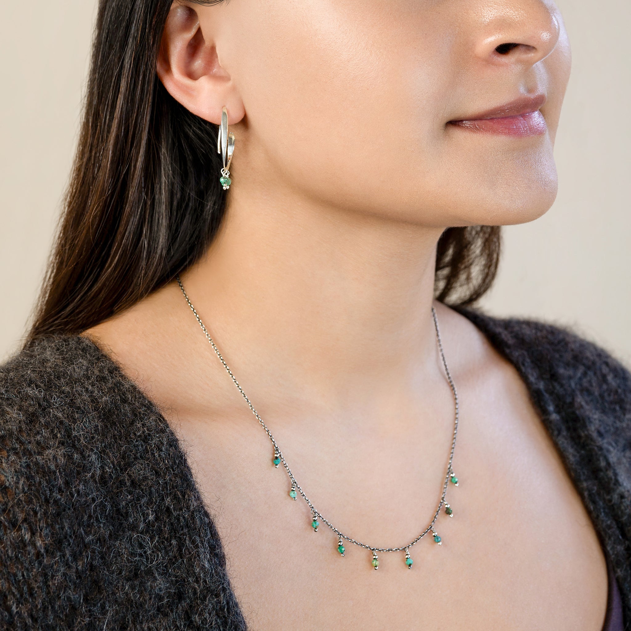 Falling Bonfire & Stone Necklace in Turquoise
