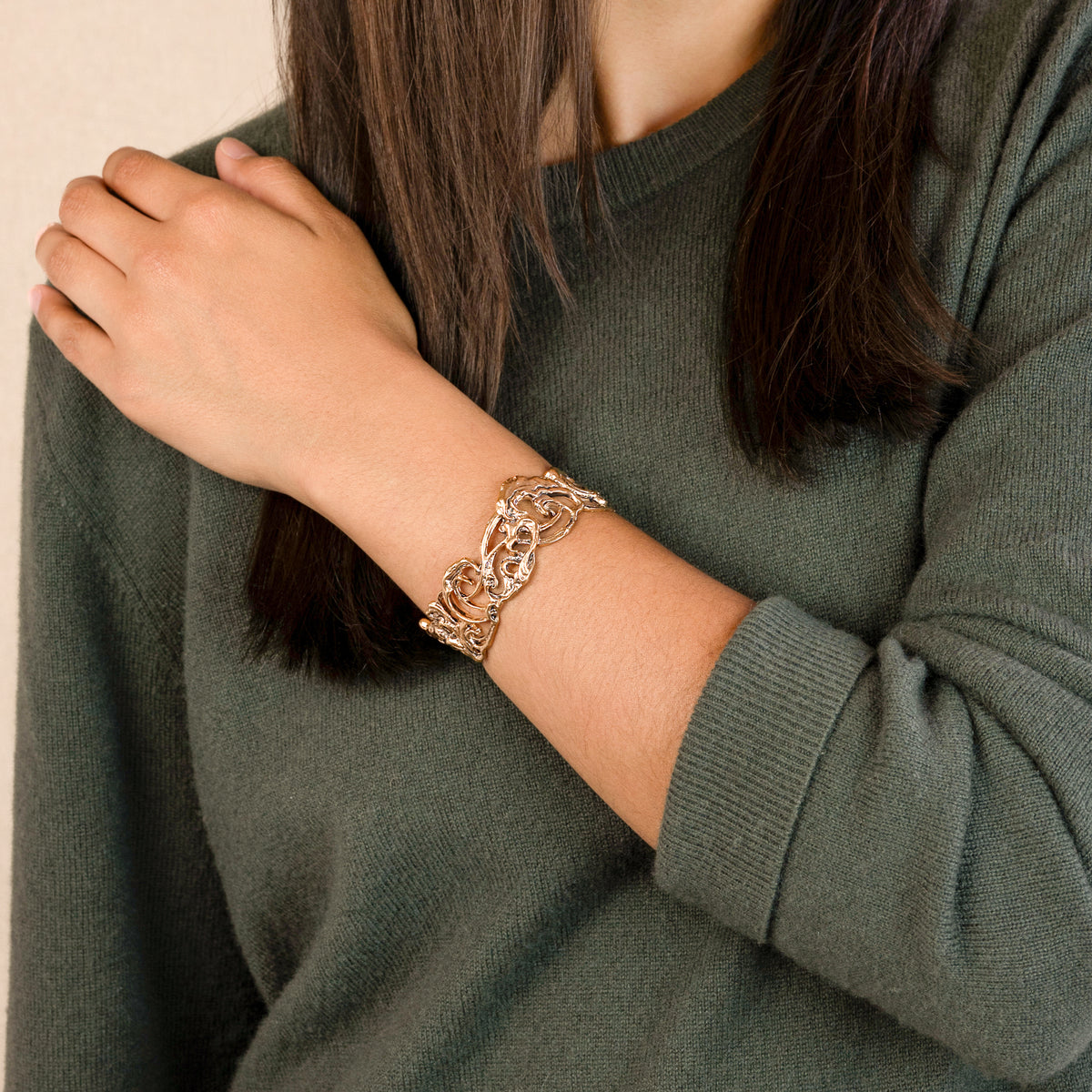 Waves of Joy Cuff in Bronze - Narrow