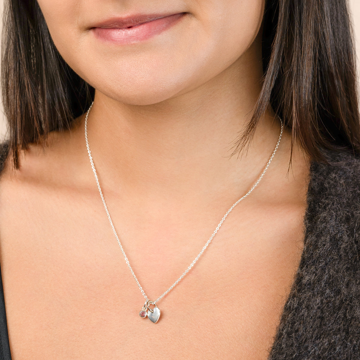 Loved Birthstone Charm Necklace - October/ Pink Tourmaline | Available to Ship October 30, 2026