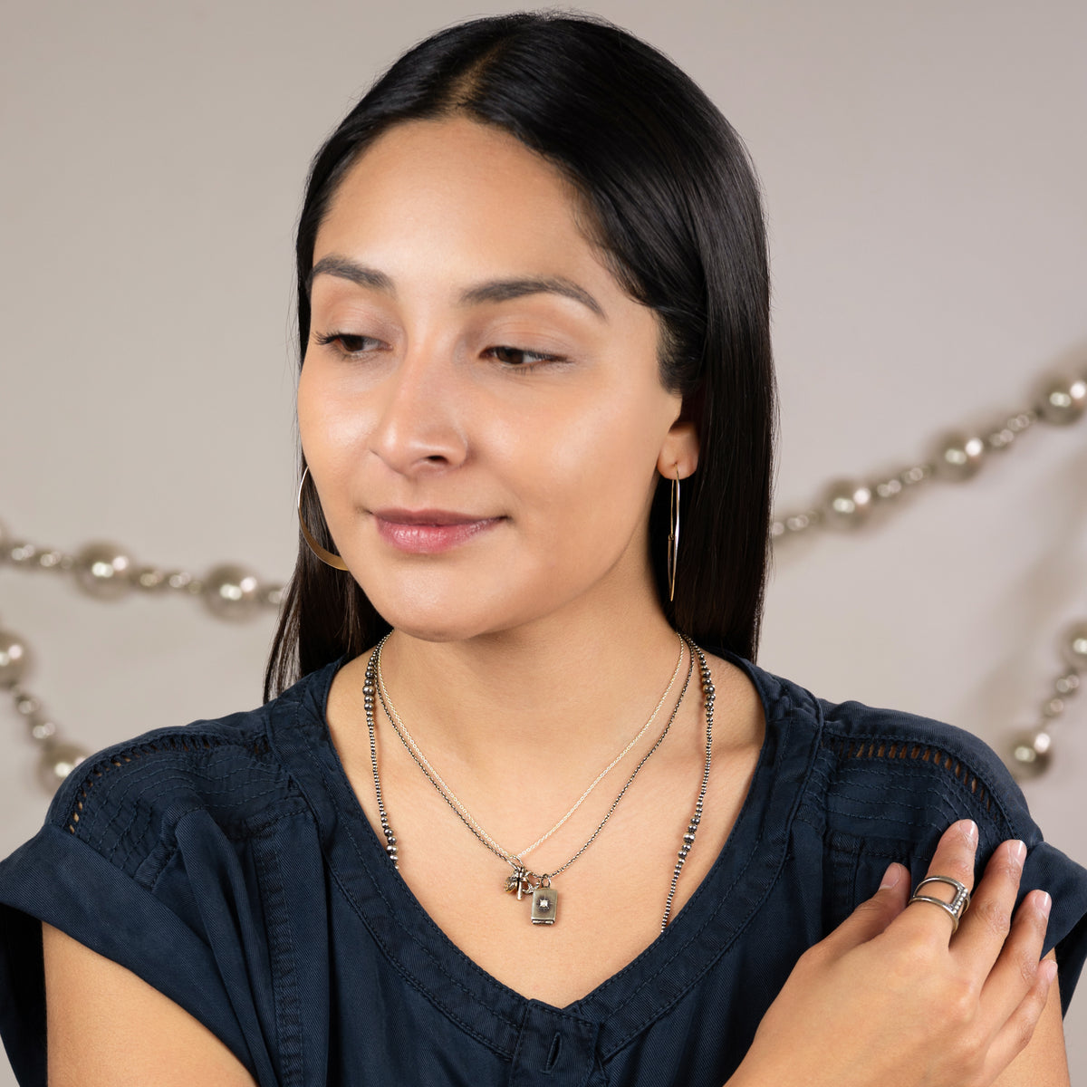 Lucky Charm Trio Necklace - Faithfully Lucky in Bronze & Silver